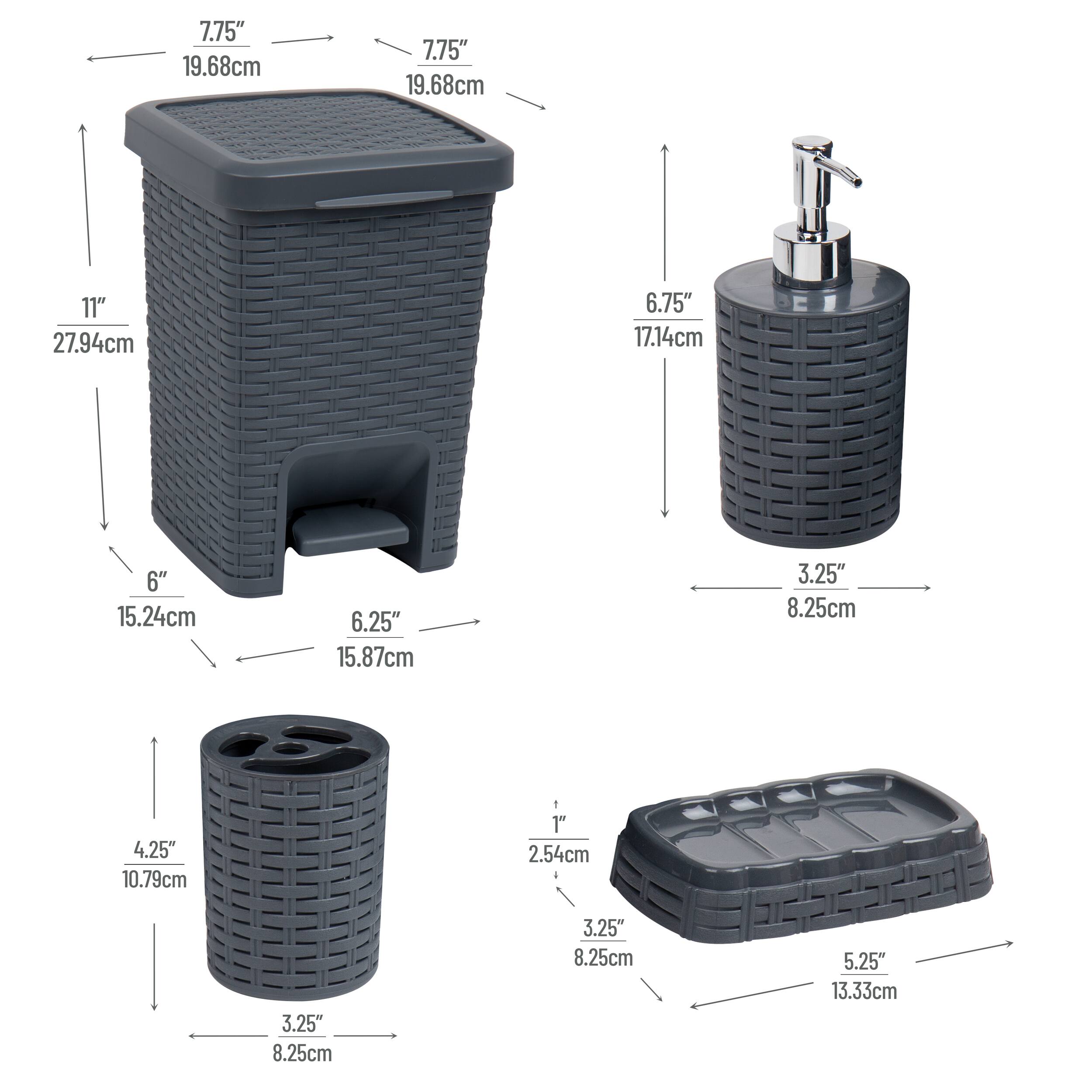 Mind Reader Wicker Style 4 Piece Bathroom Set