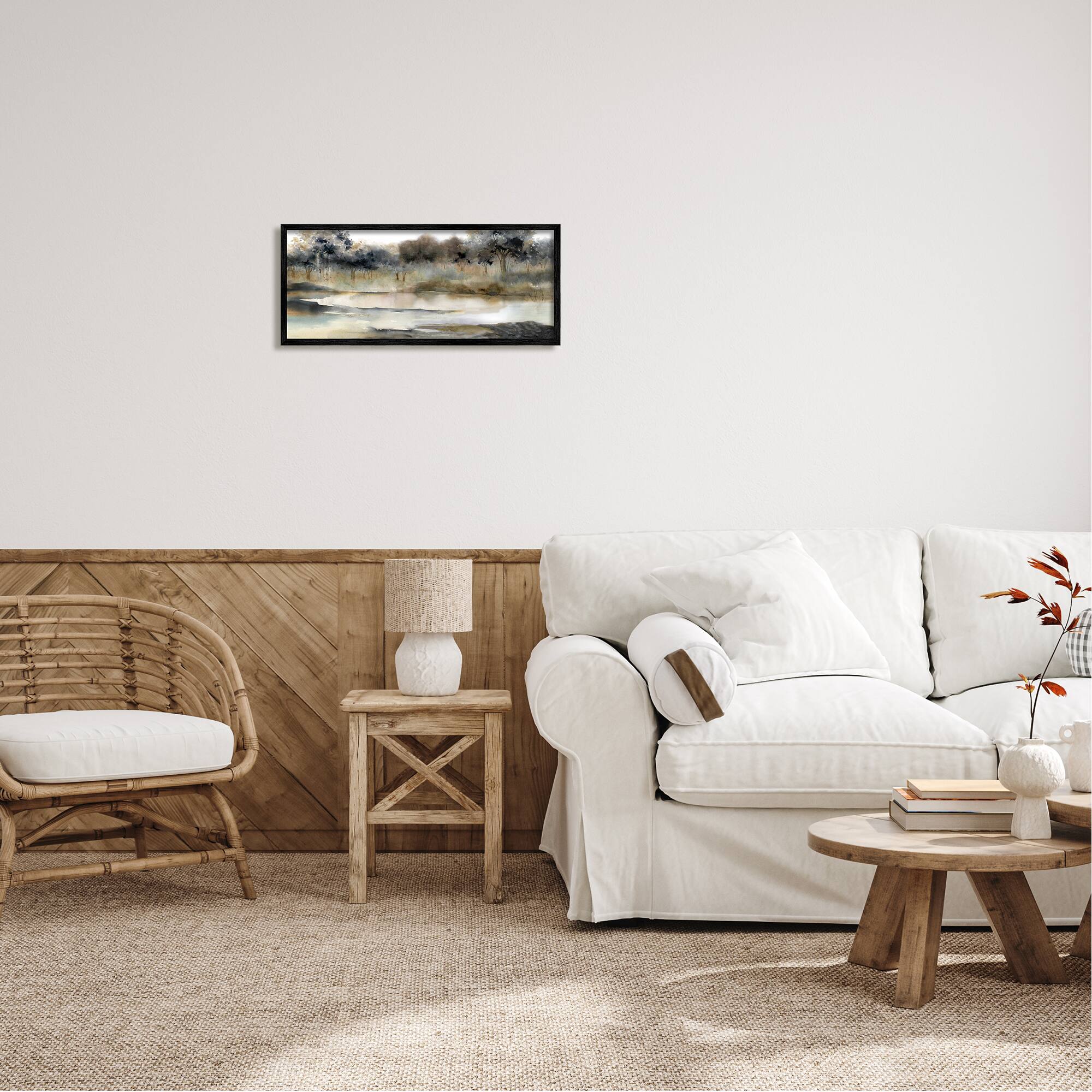 Stupell Industries Trees By Lakeside Landscape Framed Giclee Art