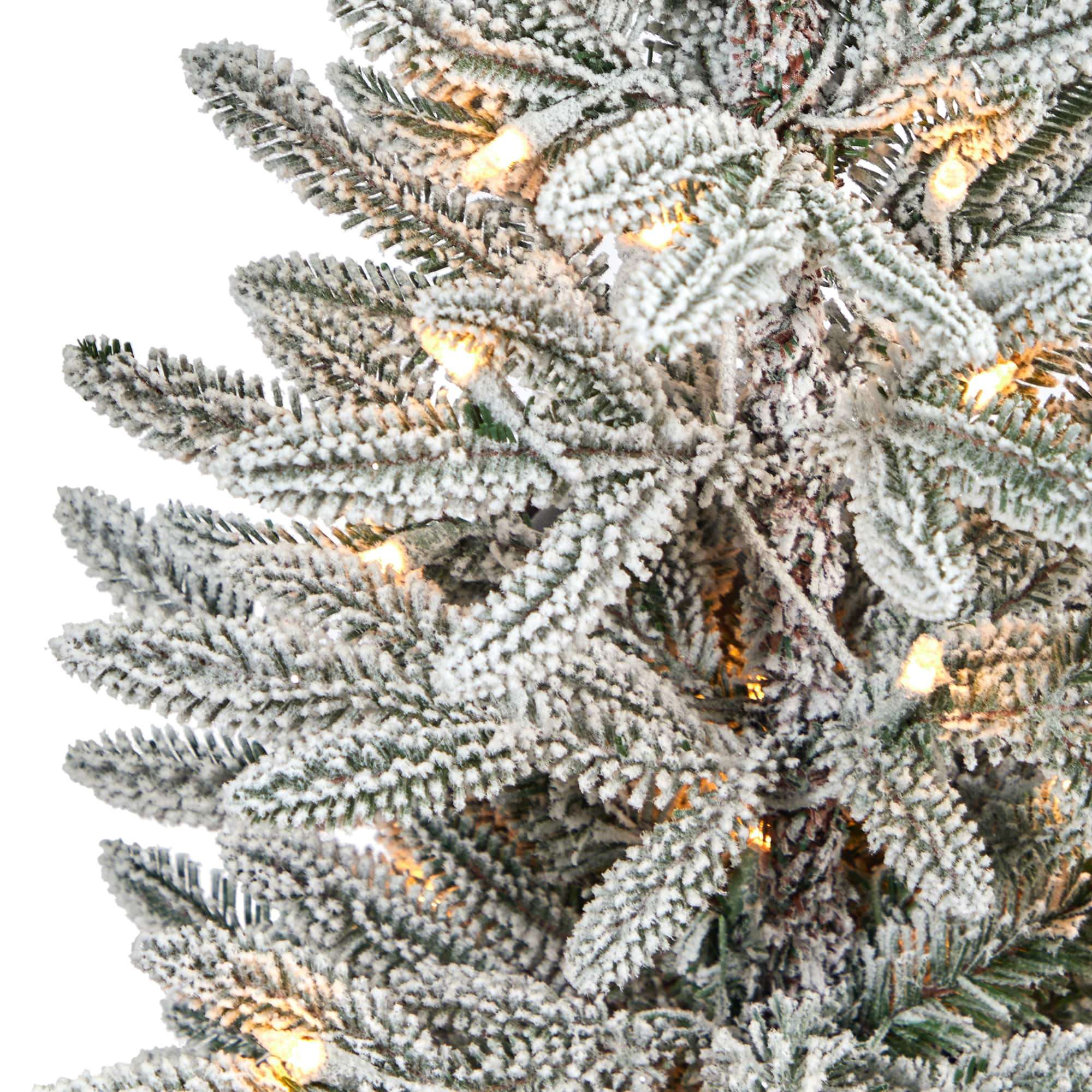 3.5ft. Pre-Lit Flocked Manchester Spruce Christmas Tree in White Planter