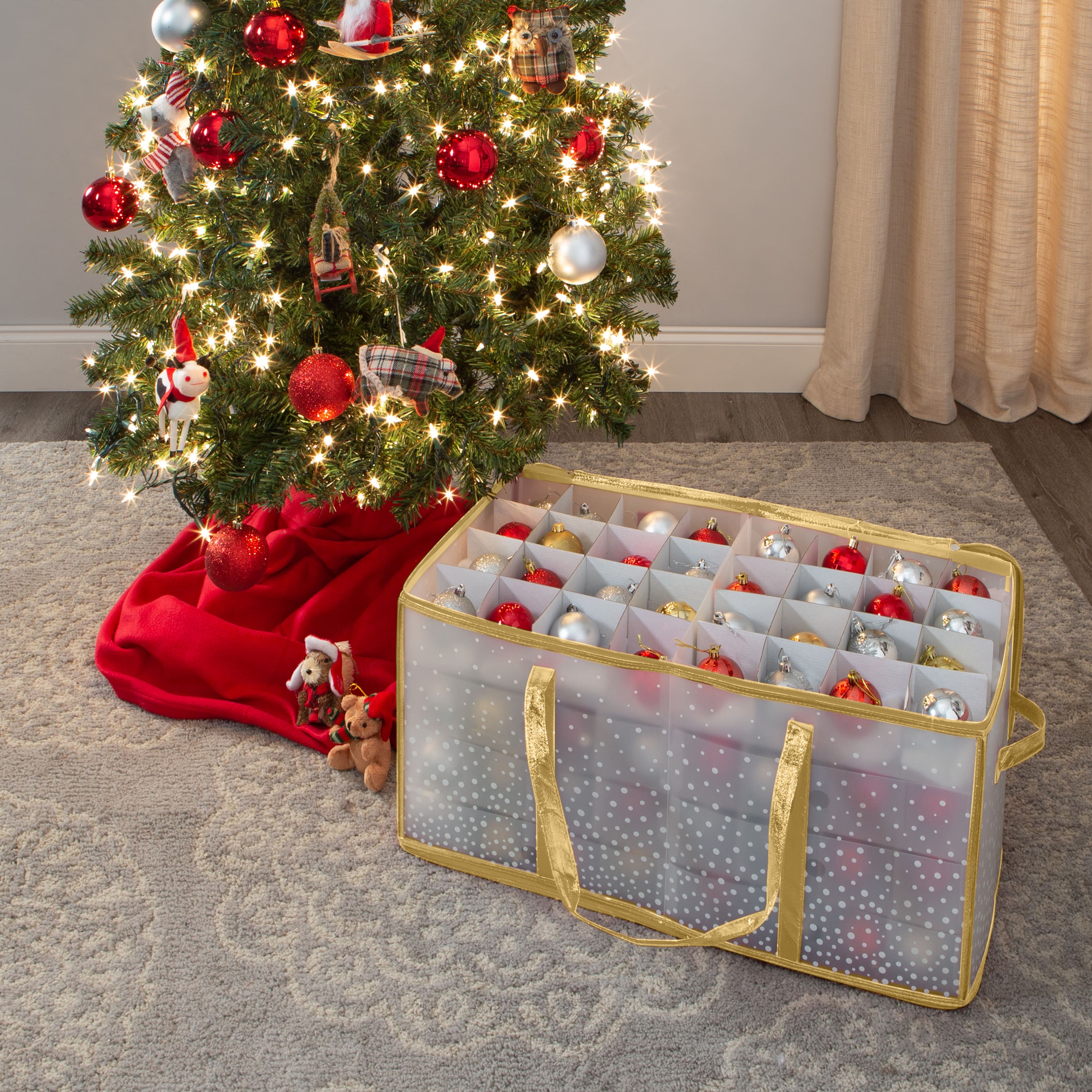 Simplify Gold & White 128ct. Ornament Storage Organizer