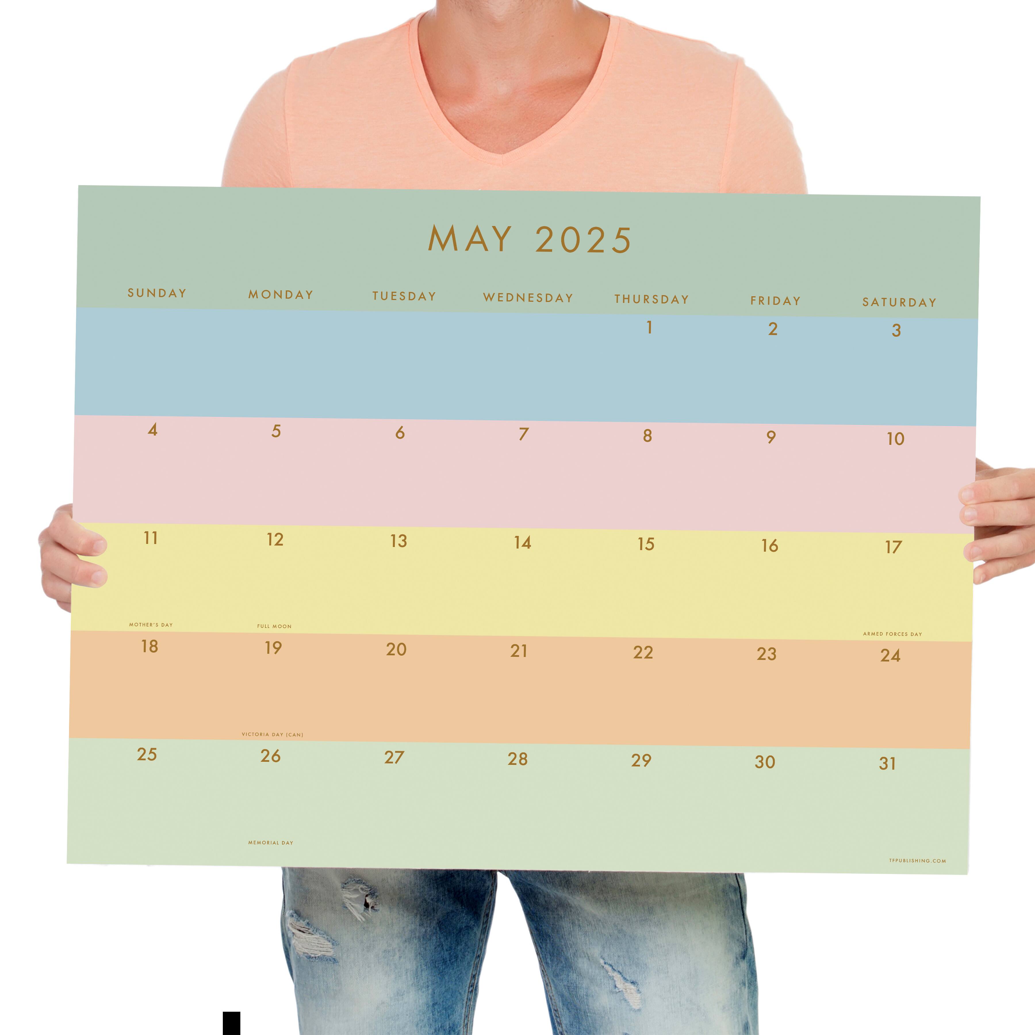 TF Publishing Large 2025 Super Stripe Monthly Blotter Desk Pad Calendar