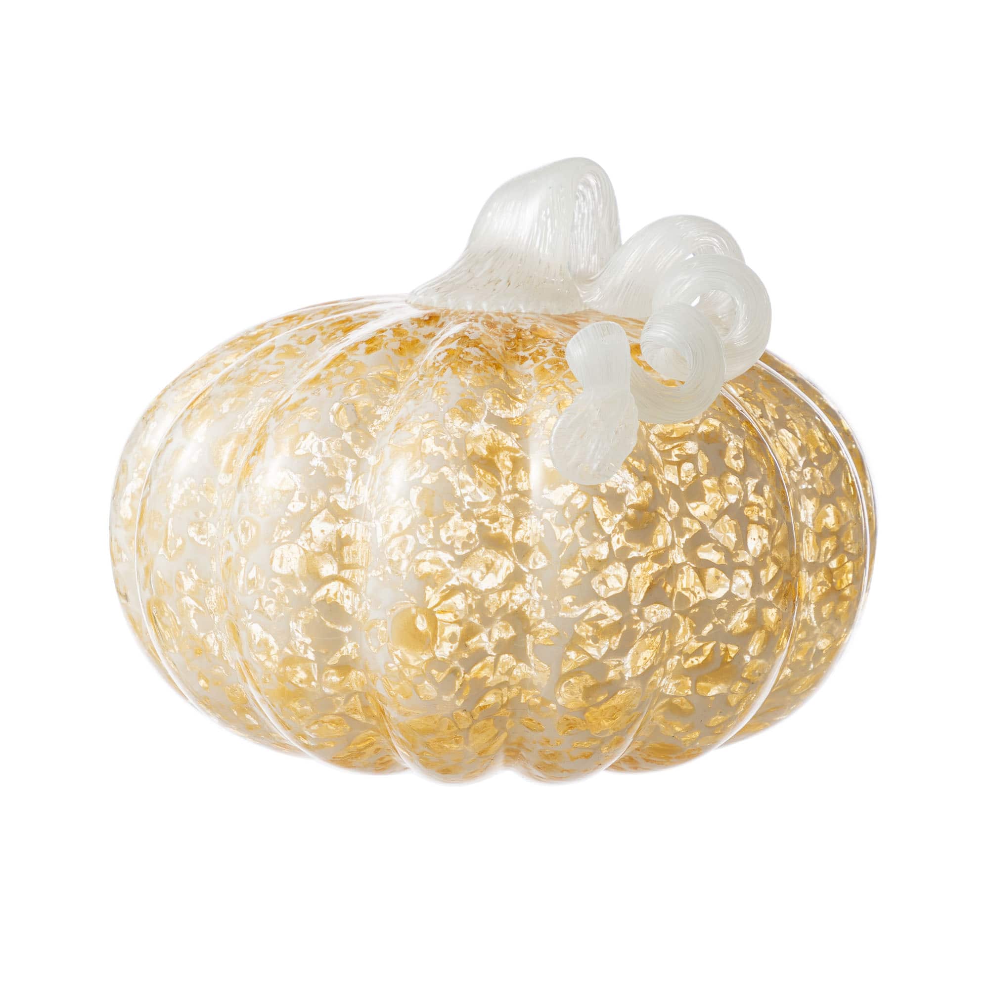 Glitzhome&#xAE; Amber Dots Fall Pumpkin Glass Tabletop Accent