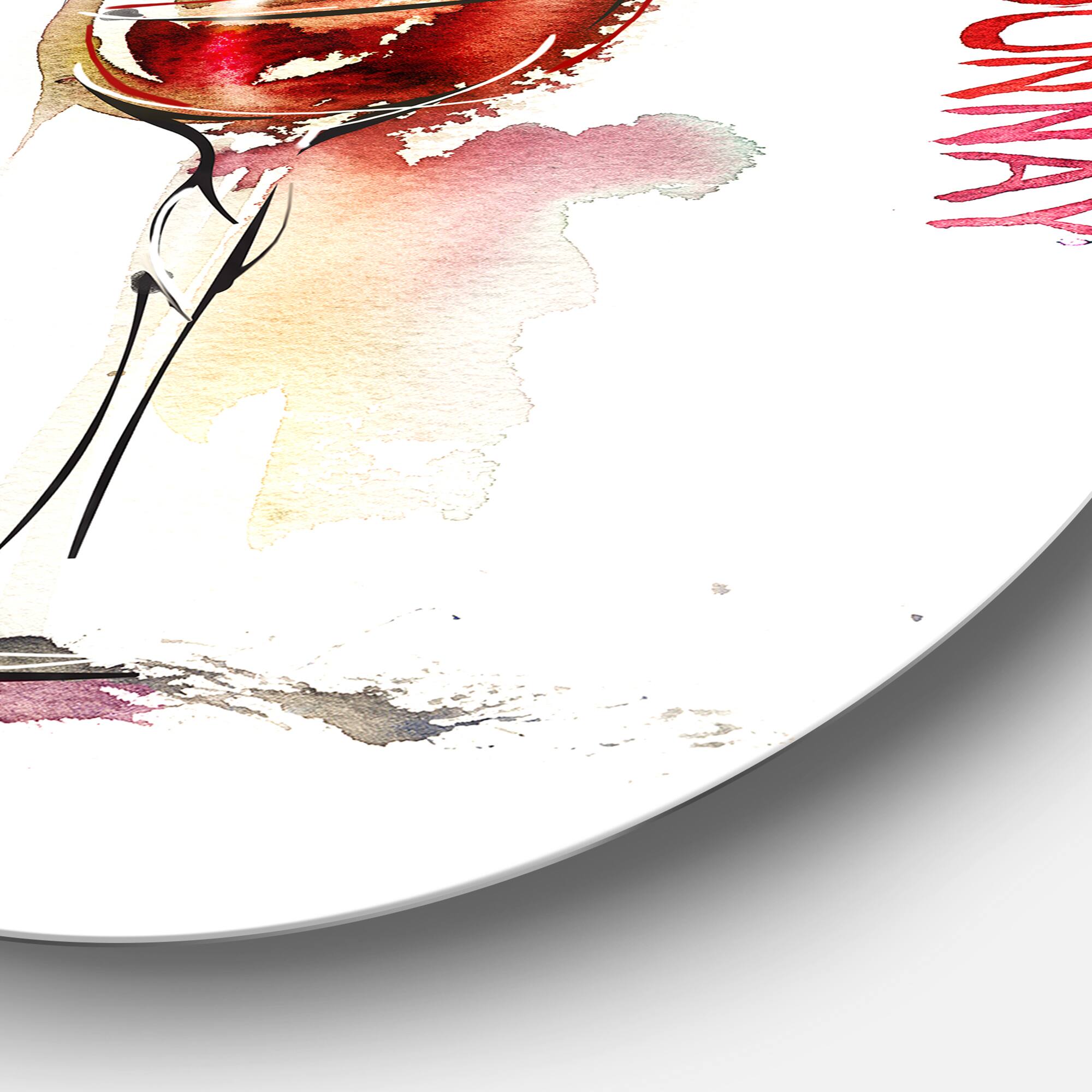 Designart - Red Wine on White Background' Contemporary Metal Circle Wall Art