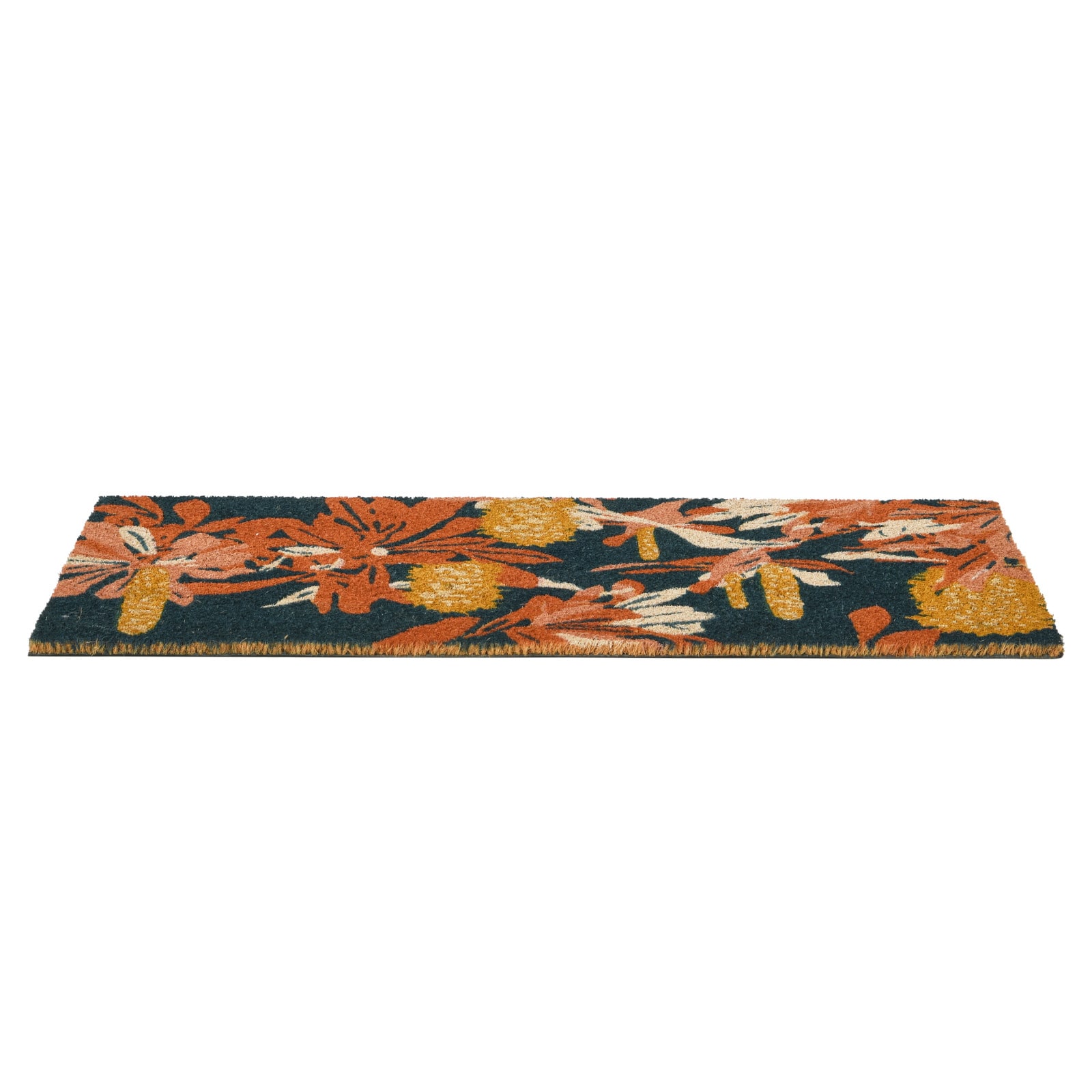 Multicolor Floral Print Natural Coir Doormat