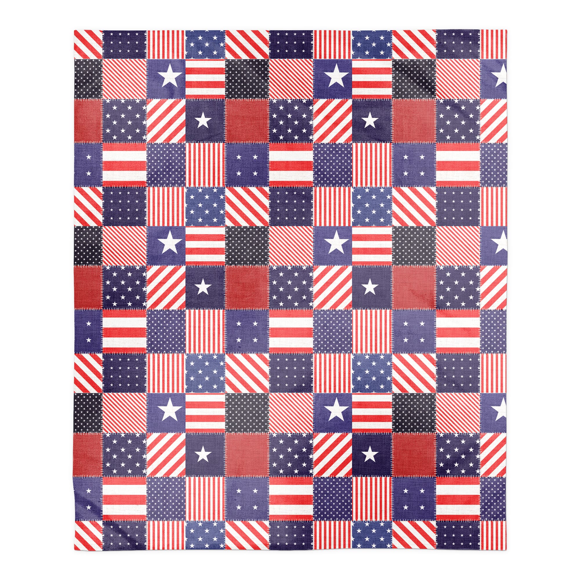 Stars & Stripes Quilt Pattern Sherpa Fleece Blanket