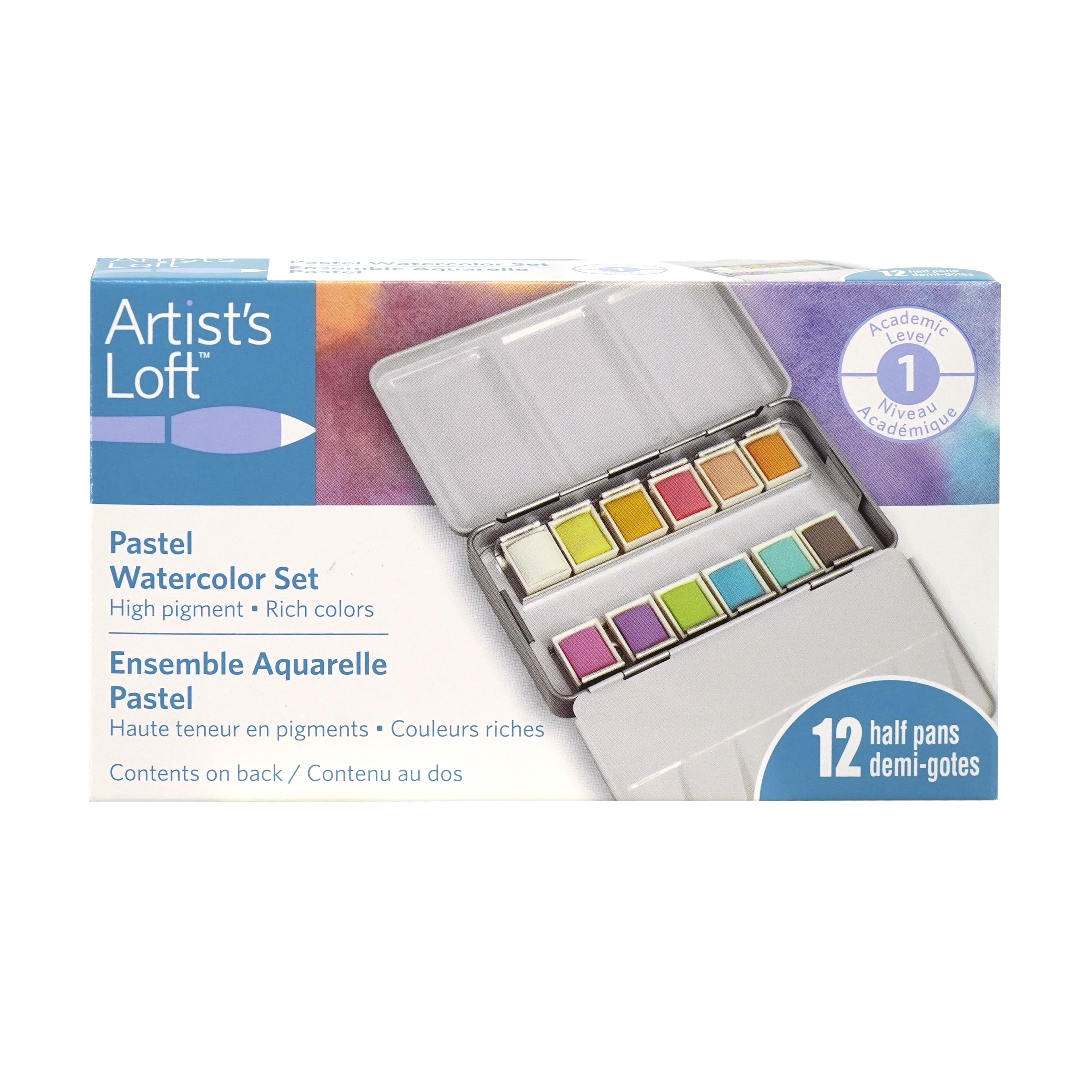 12 Half Pans Pastel Watercolor Set by Artist&#x27;s Loft&#x2122;