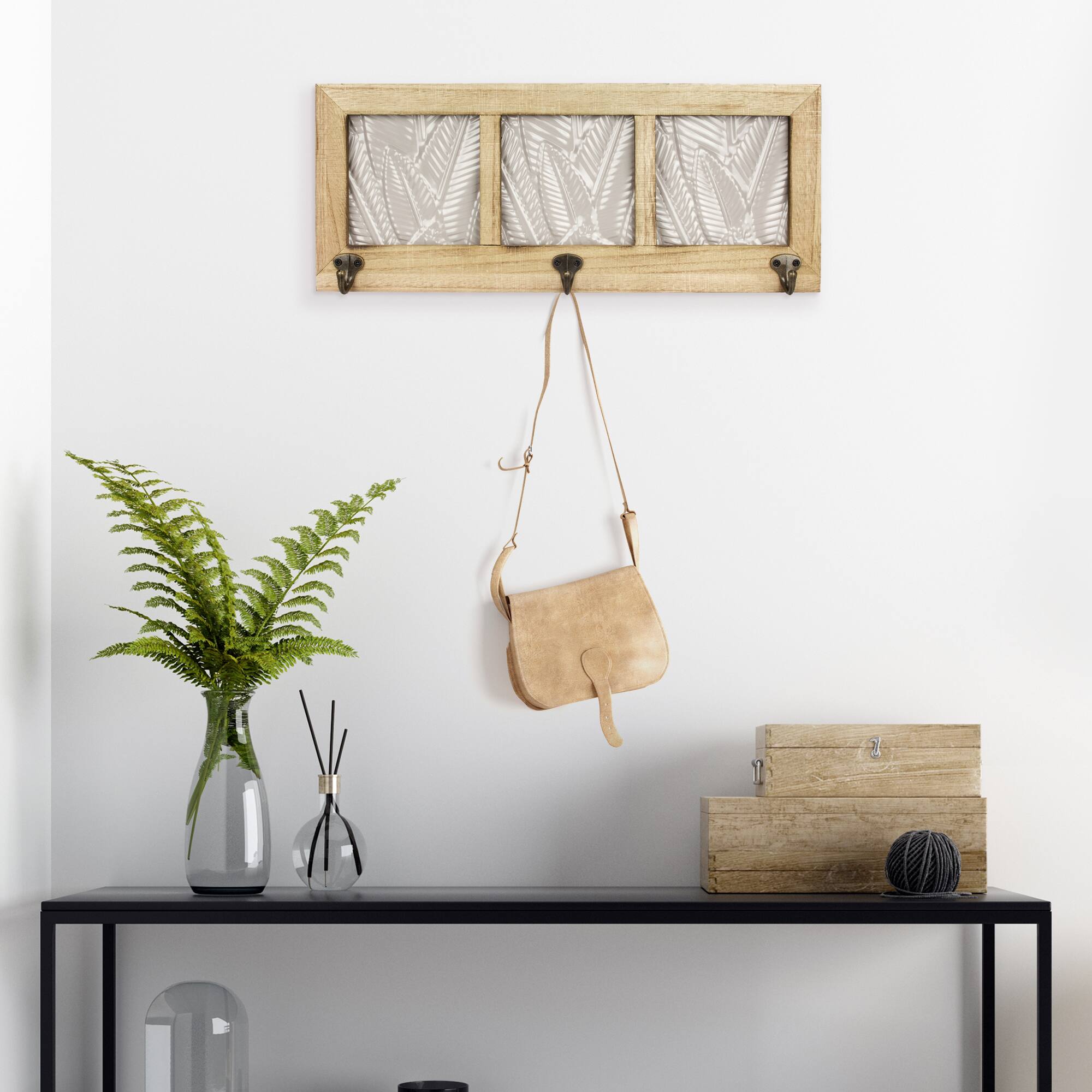 Gray Tropical Leaves Wall Rack
