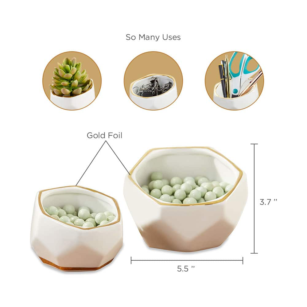 Kate Aspen&#xAE; Geometric Ceramic Planter Set