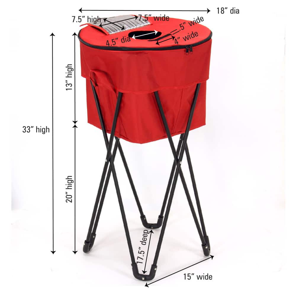 Household Essentials 33&#x22; Red Thermal Standing Cooler with Travel Bag