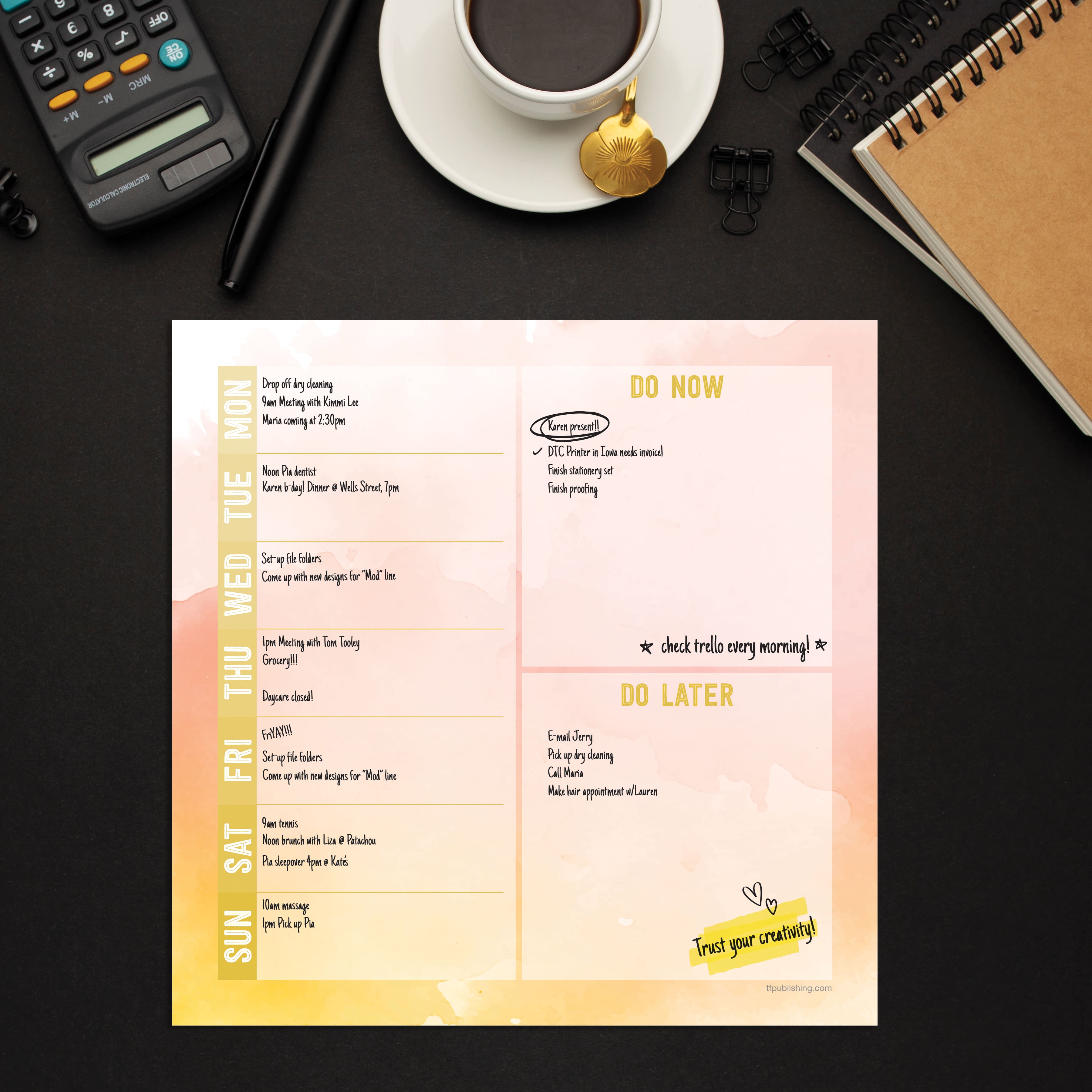 TF Publishing Joy Weekly Square Schedule Pad