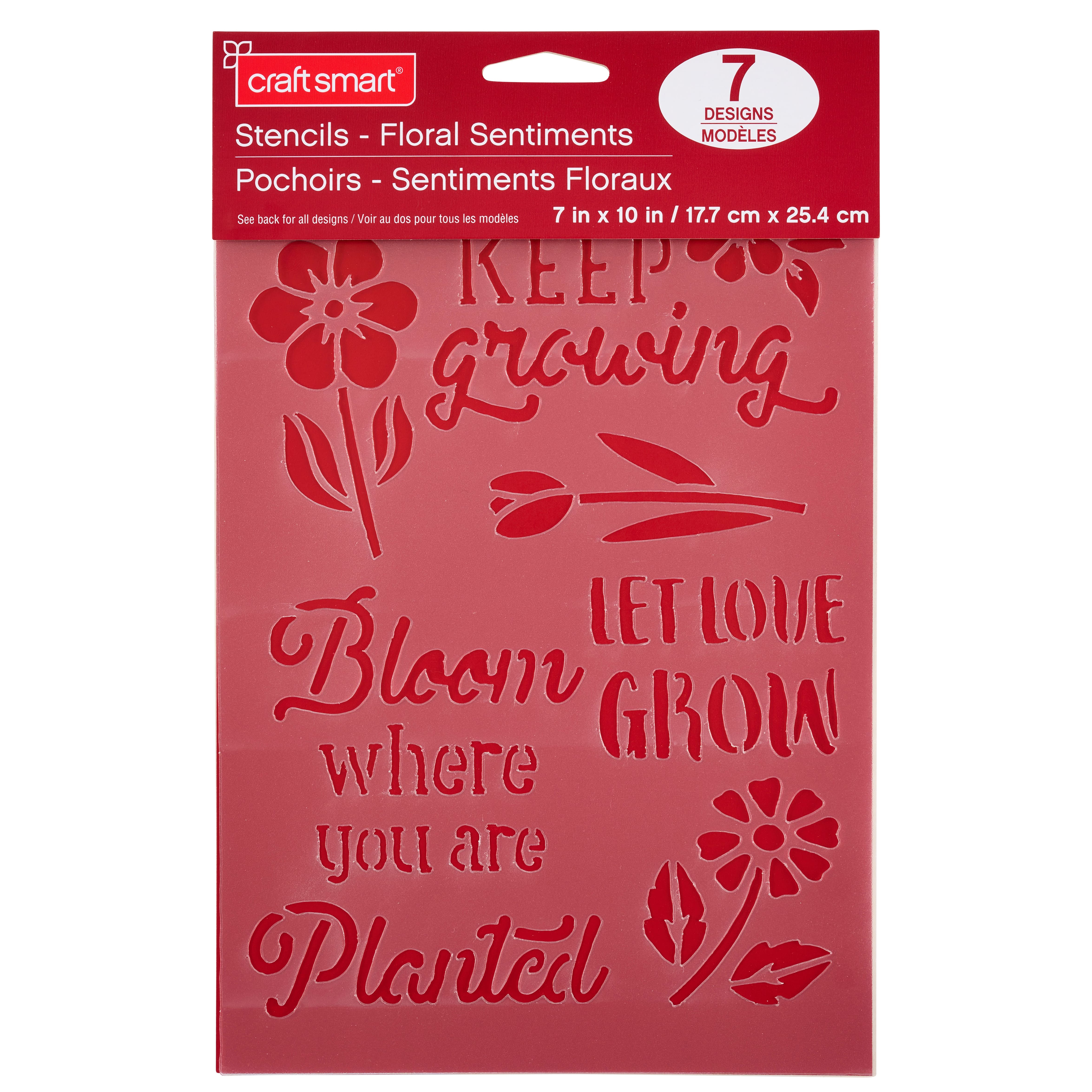 Pochoirs de sentiments floraux de Craft Smart, 17,7 cm x 25,4 cm