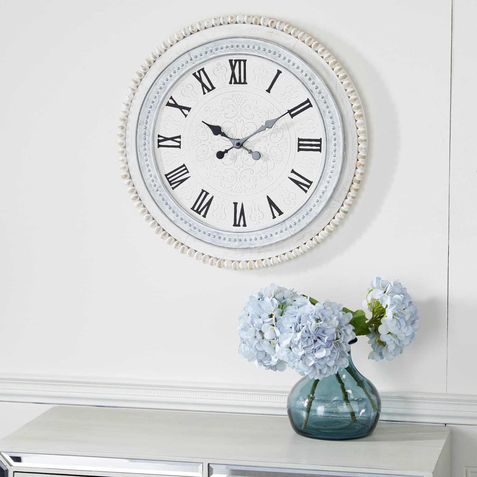 White Farmhouse Wood Wall Clock