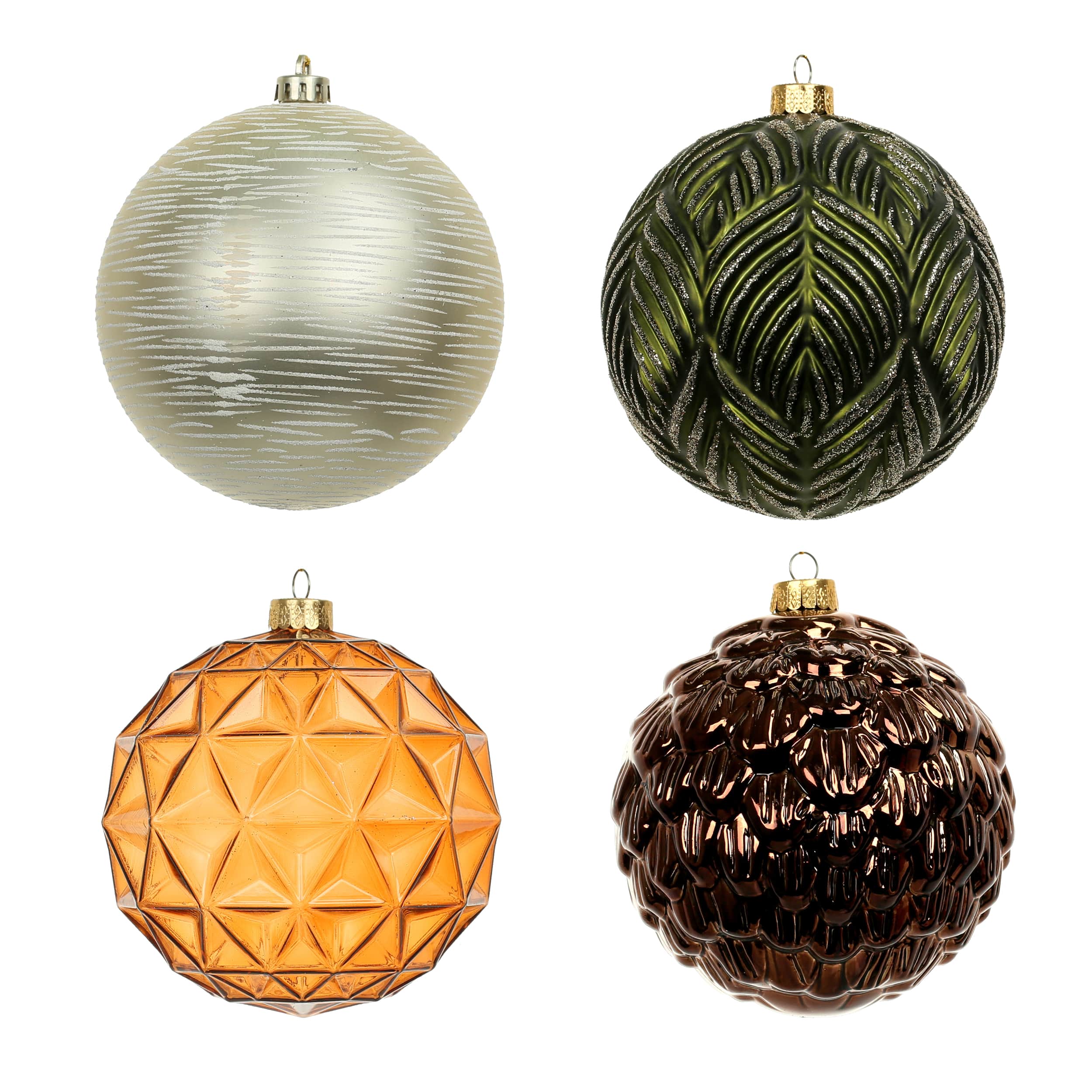 Assorted 4.7&#x22; Gold &#x26; Black Textured Shatterproof Ball Ornaments, 4pc. by Ashland&#xAE;