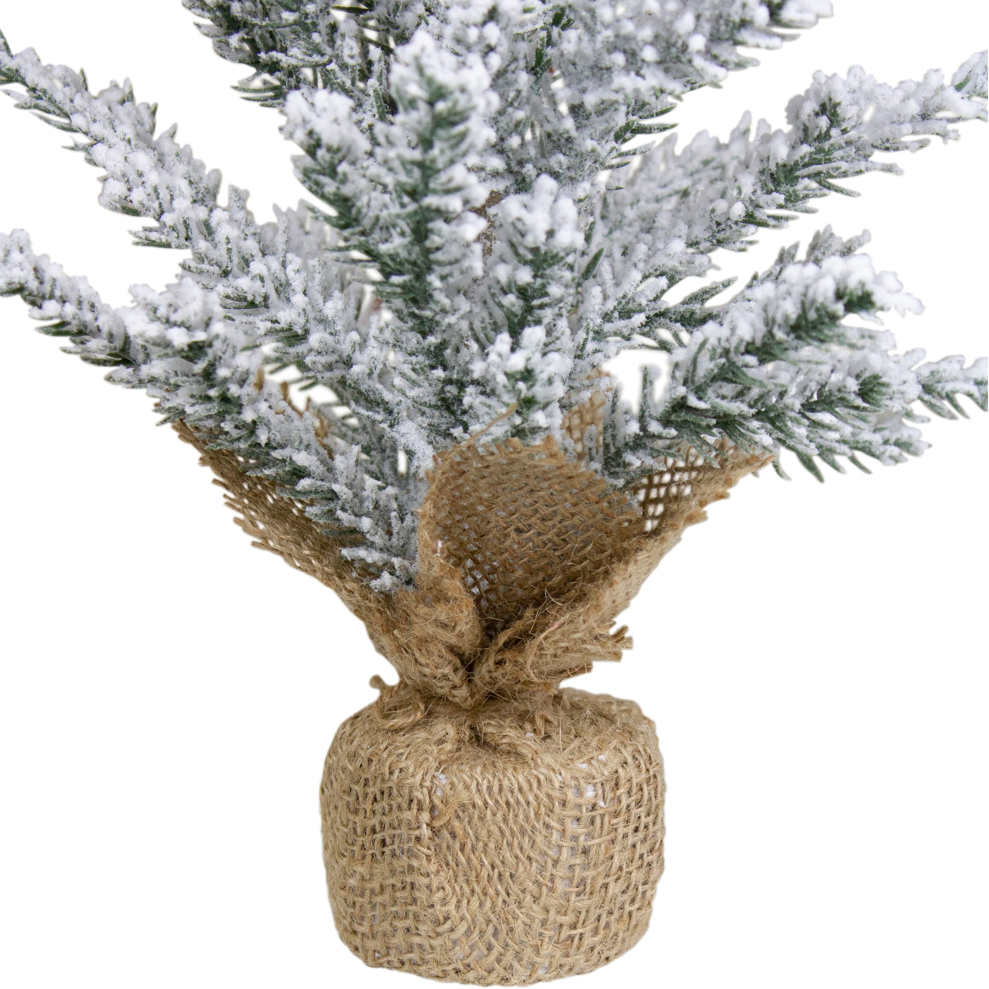 12" Unlit Flocked Mini Pine Artificial Christmas Tree with Jute Base