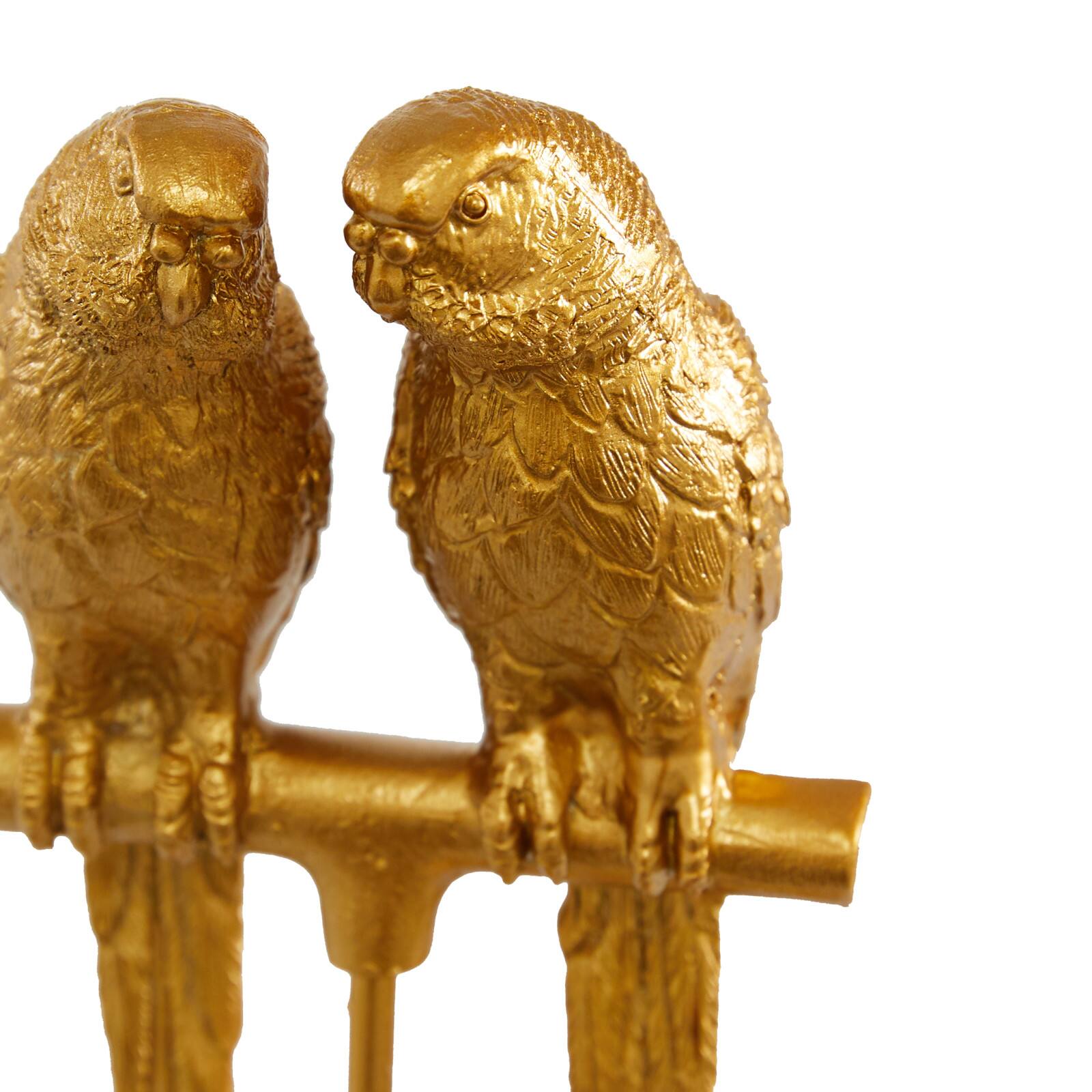 Gold Resin Country Cottage Bird Sculpture, 9" x 3" x 3"