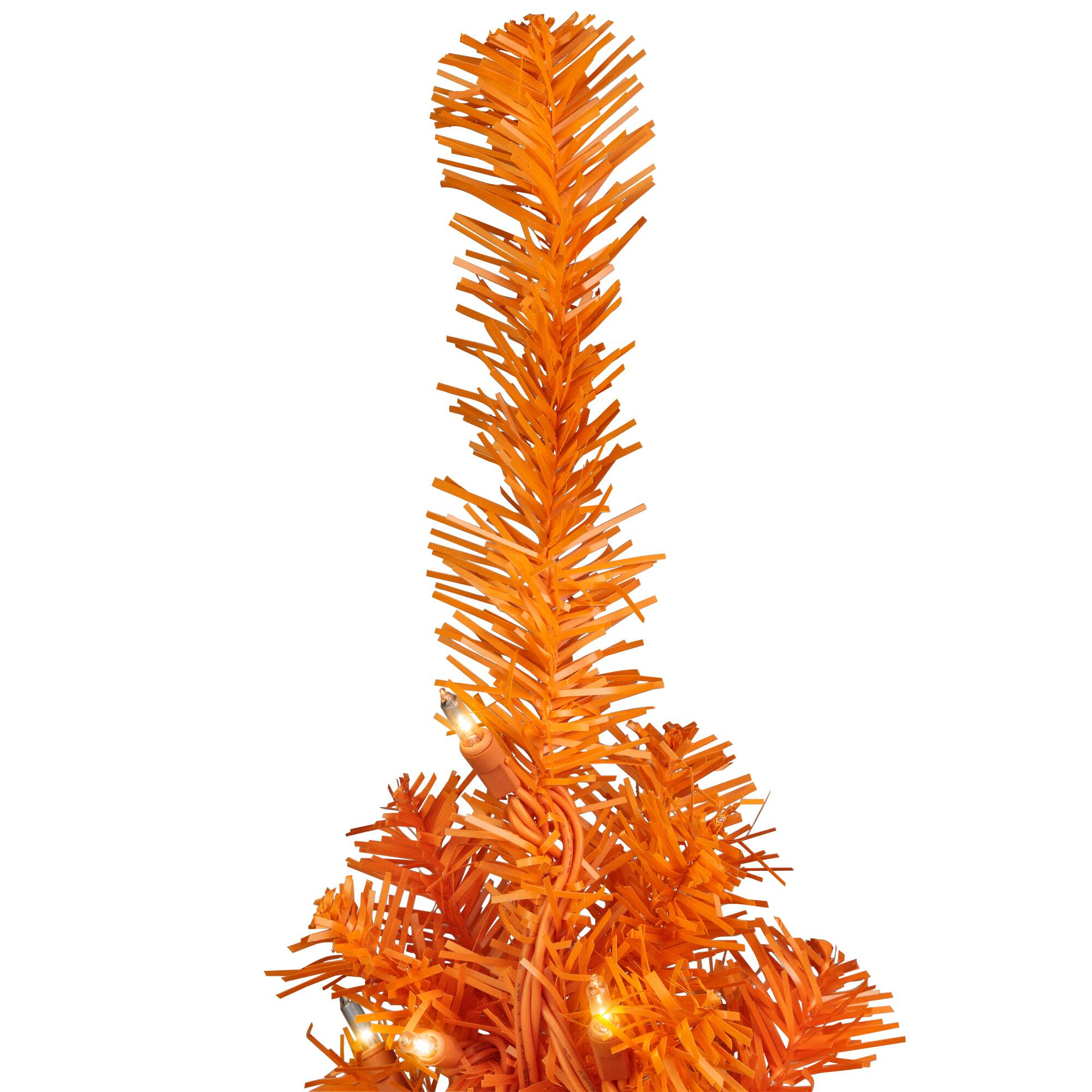 4ft. Pre-Lit Medium Orange Artificial Pine Christmas Tree, Clear Lights