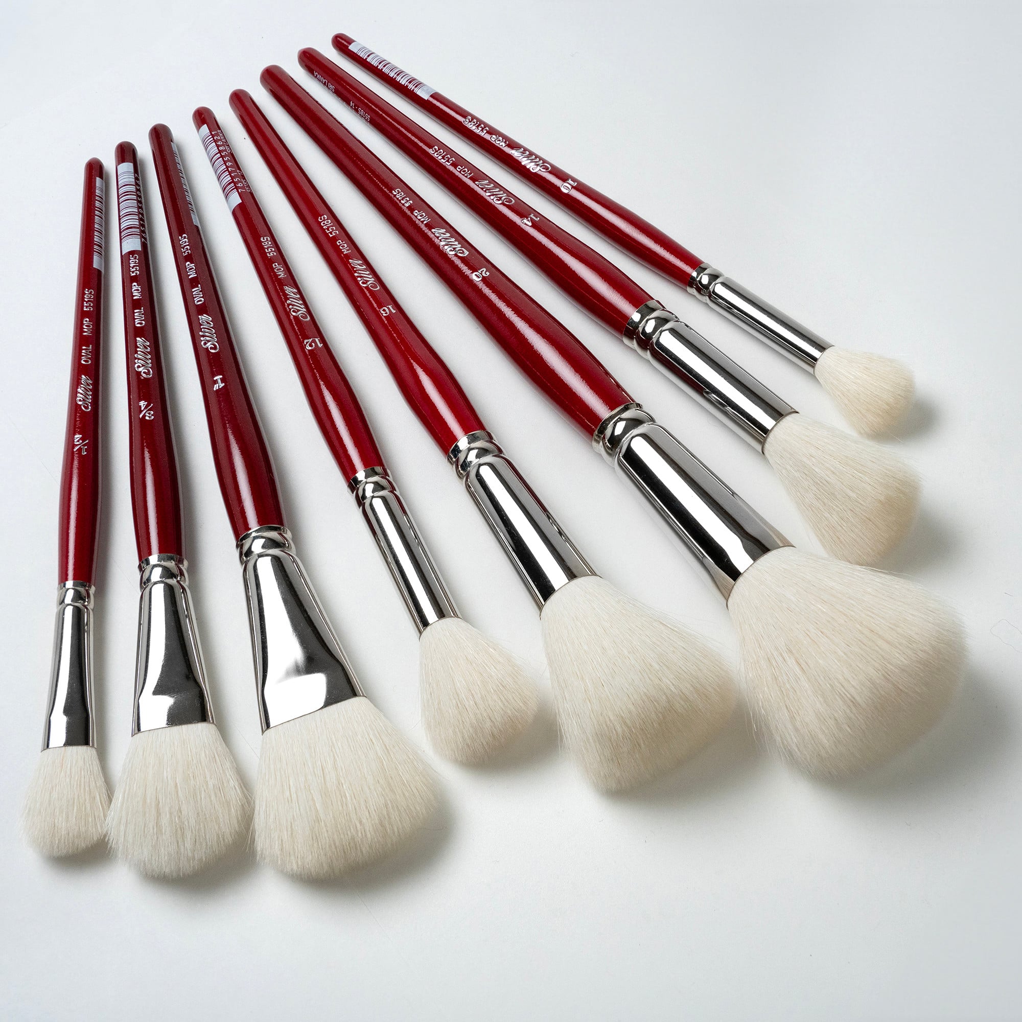 Silver Brush Limited Silver Mops™ 8 Piece Round and Oval White Brush Set