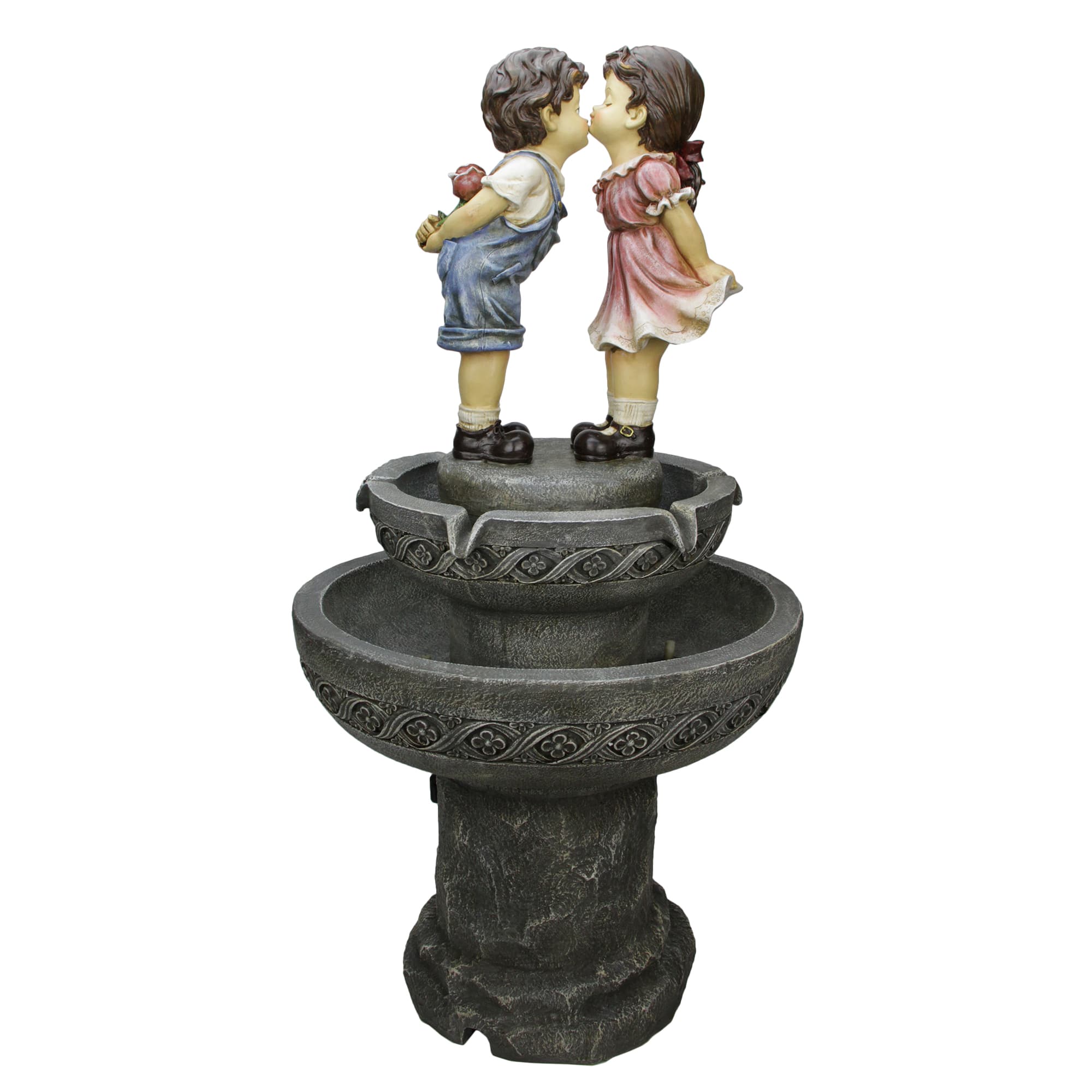 36&#x22; Kissing Boy &#x26; Girl Outdoor Patio Garden Water Fountain