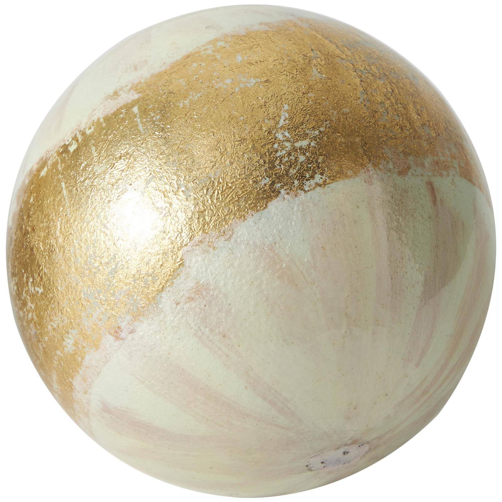 White with Gold Stripe Abstract Brushed Decorative Orbs &#x26; Vase Filler Set