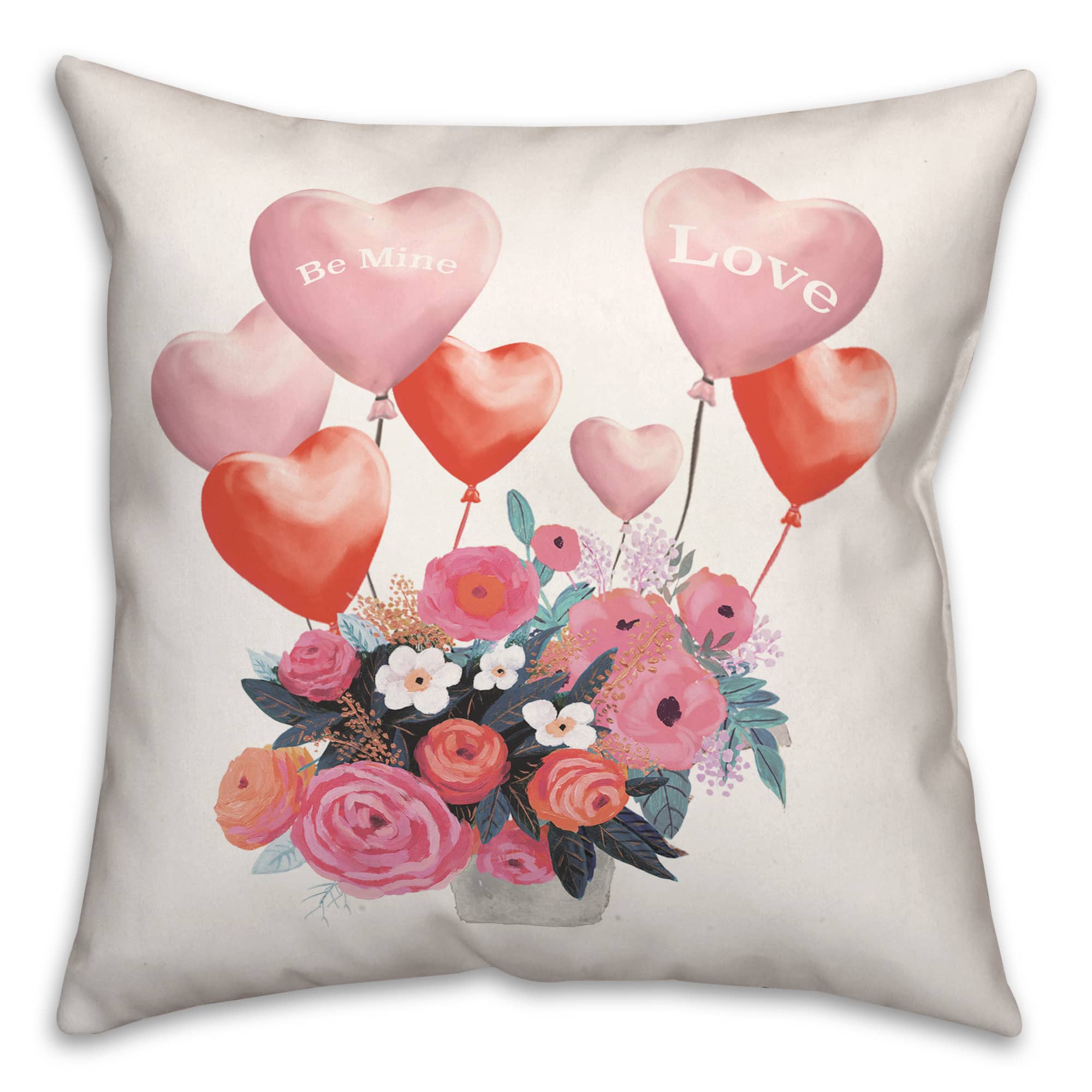 Floral Balloon 18&#x22; x 18&#x22; Throw Pillow
