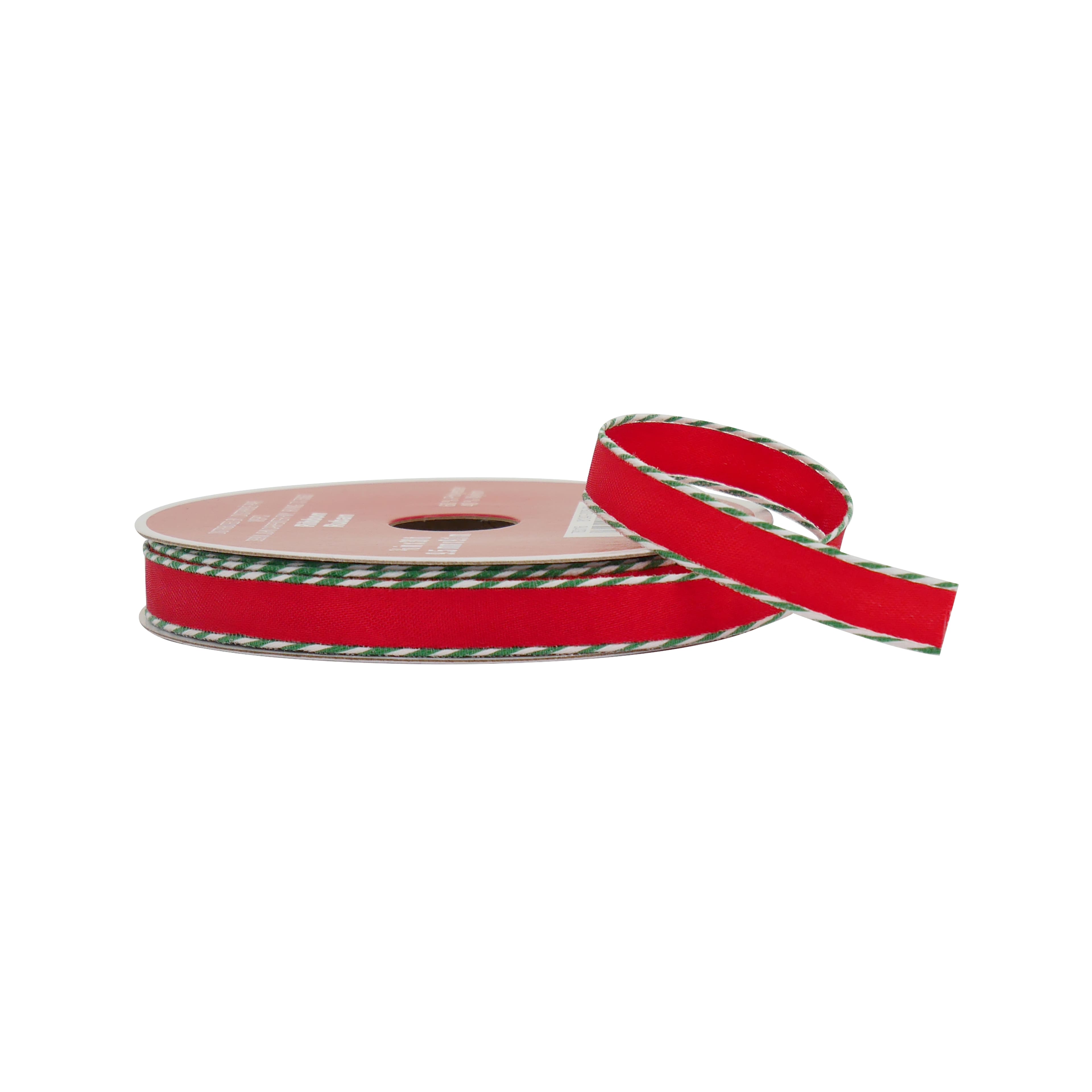 3/8&#x22; x 30ft. Red with Green Twist Edge Ribbon by Celebrate It&#xAE;