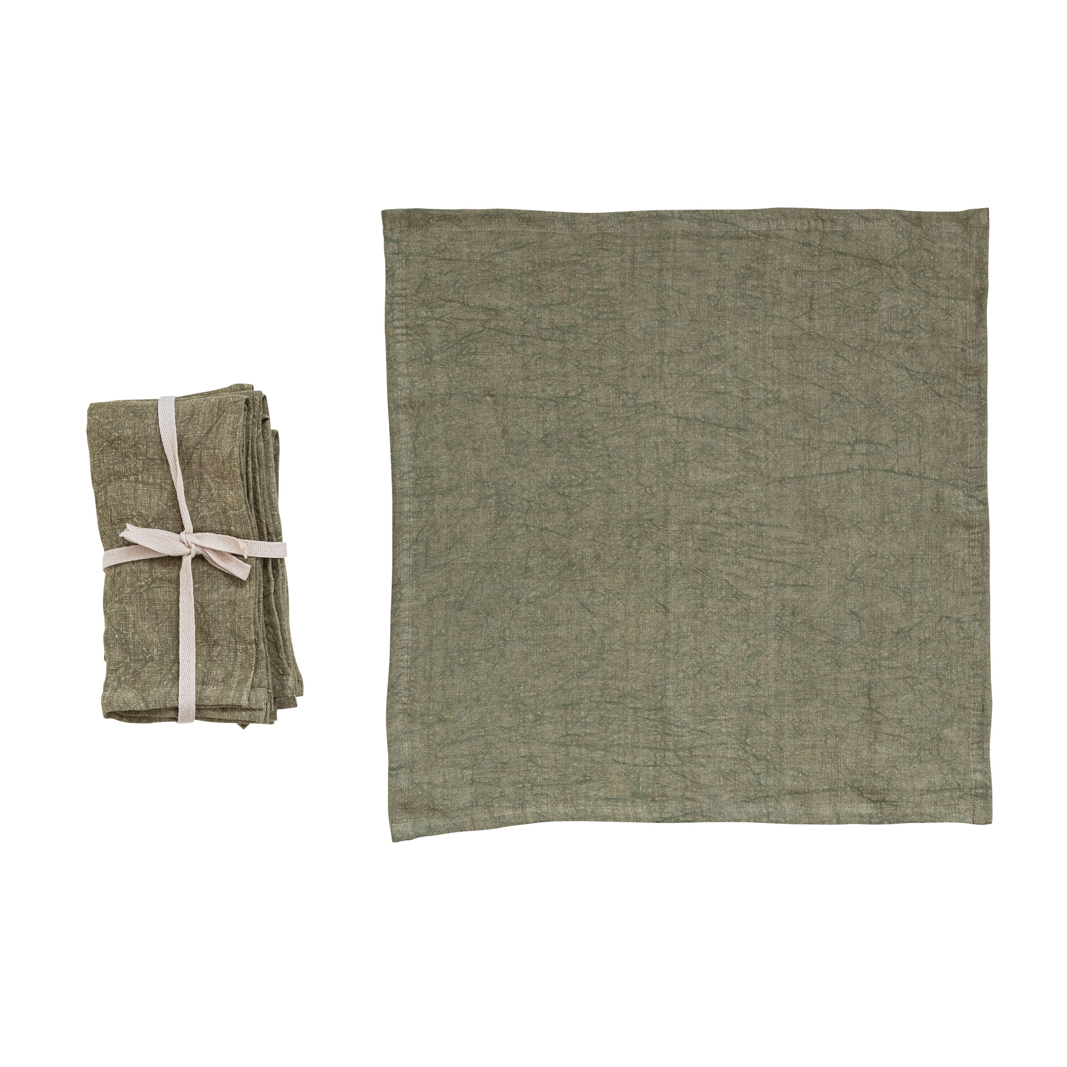 18&#x22; Square Stonewashed Linen Dinner Napkins, 4ct. 