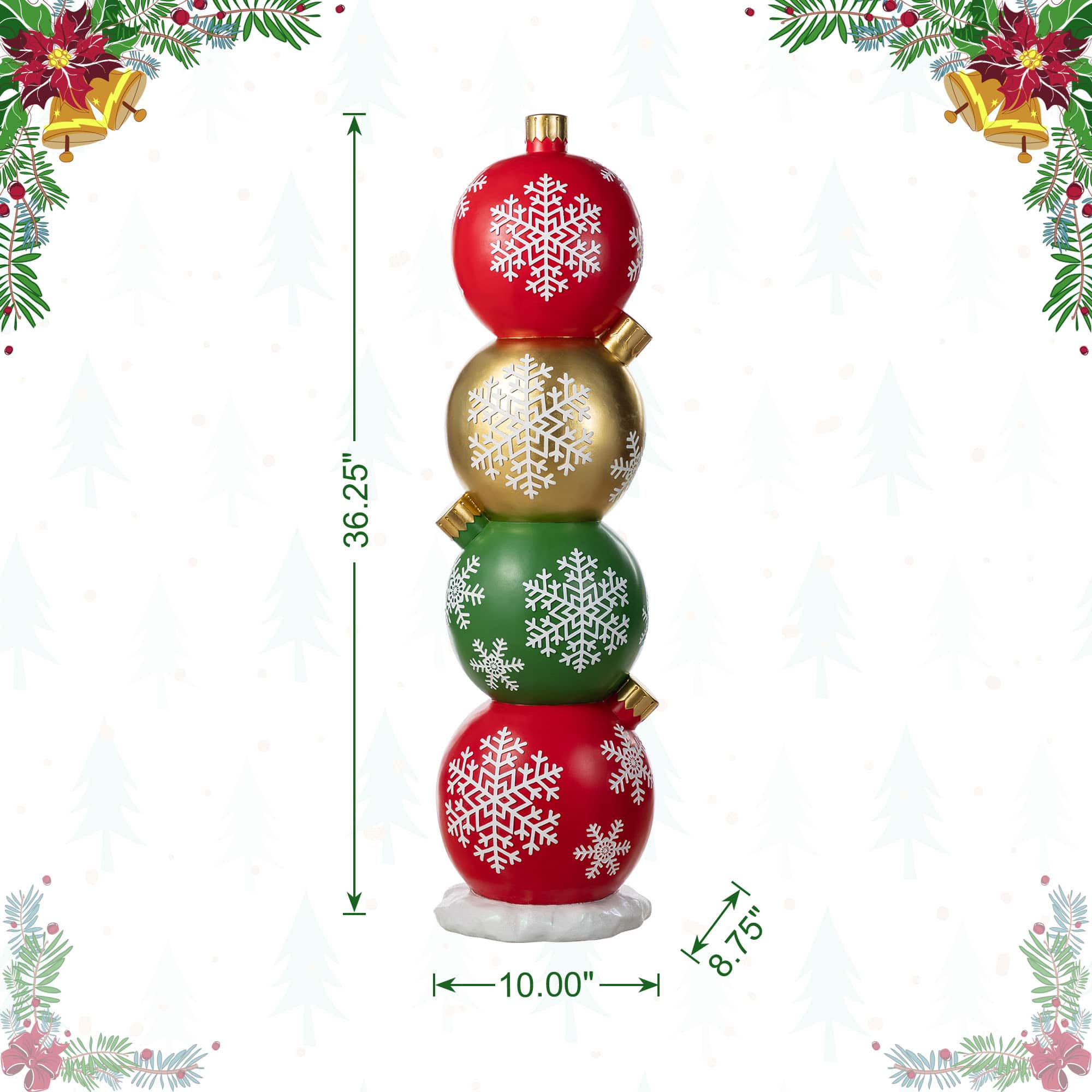 Glitzhome&#xAE; 36.25&#x22; Christmas Resin Stacked Ornament Porch Decor