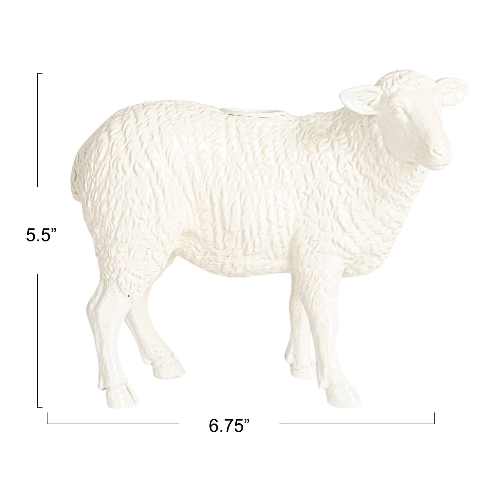 Hello Honey&#xAE; 6.75&#x22; Long White Pastoral Elegance Sheep Taper Candle Holder
