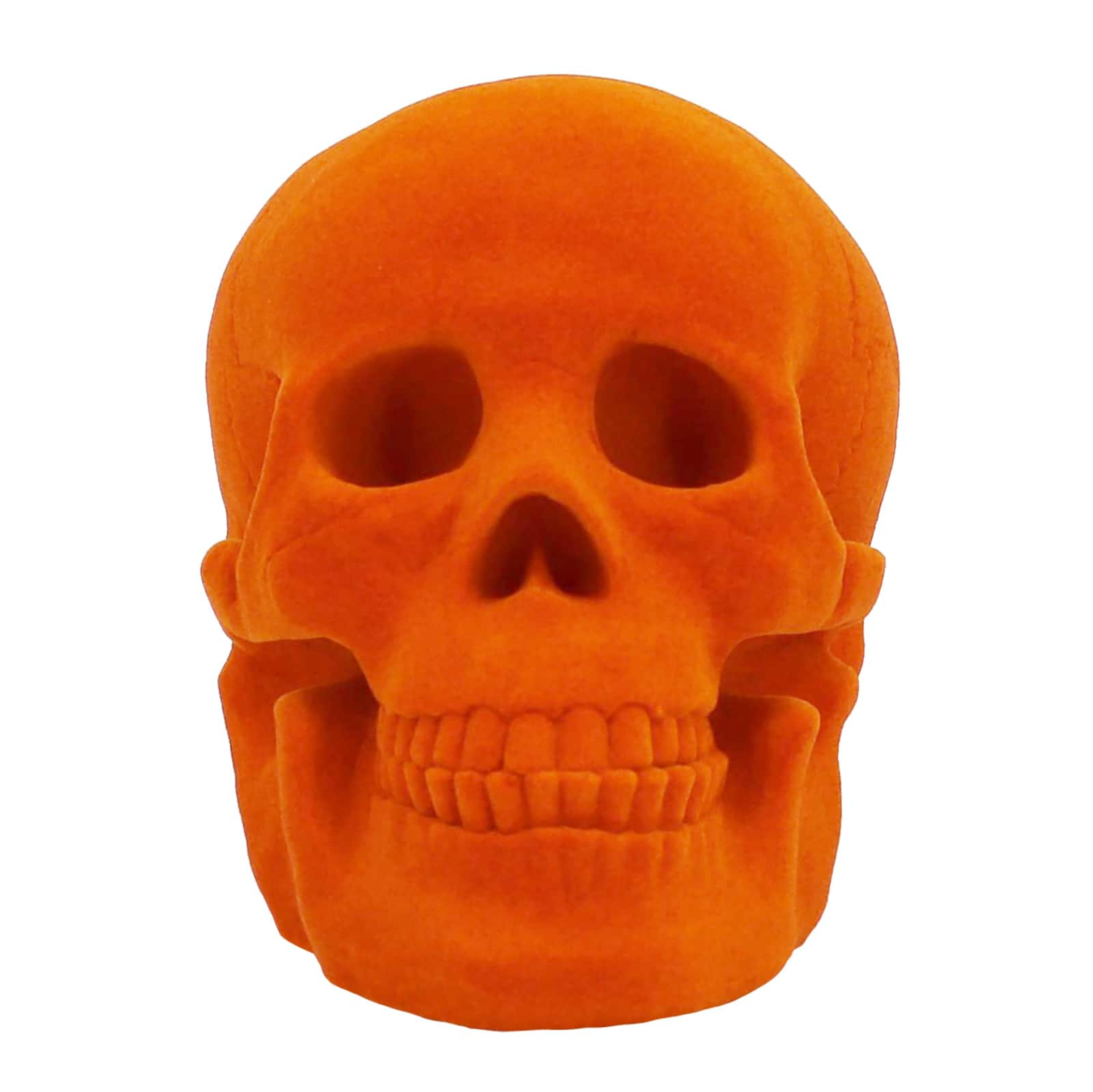 6.5&#x22; Orange Flocked Skull Decoration by Ashland&#xAE;