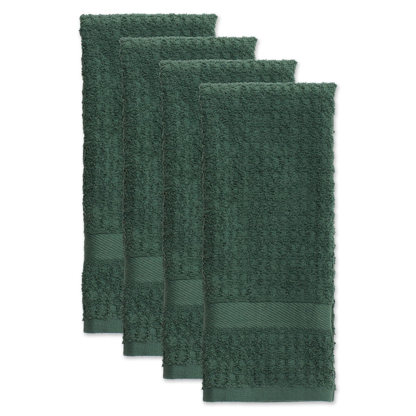 DII® Solid Dark Green Waffle Terry Dishtowel, 4ct.