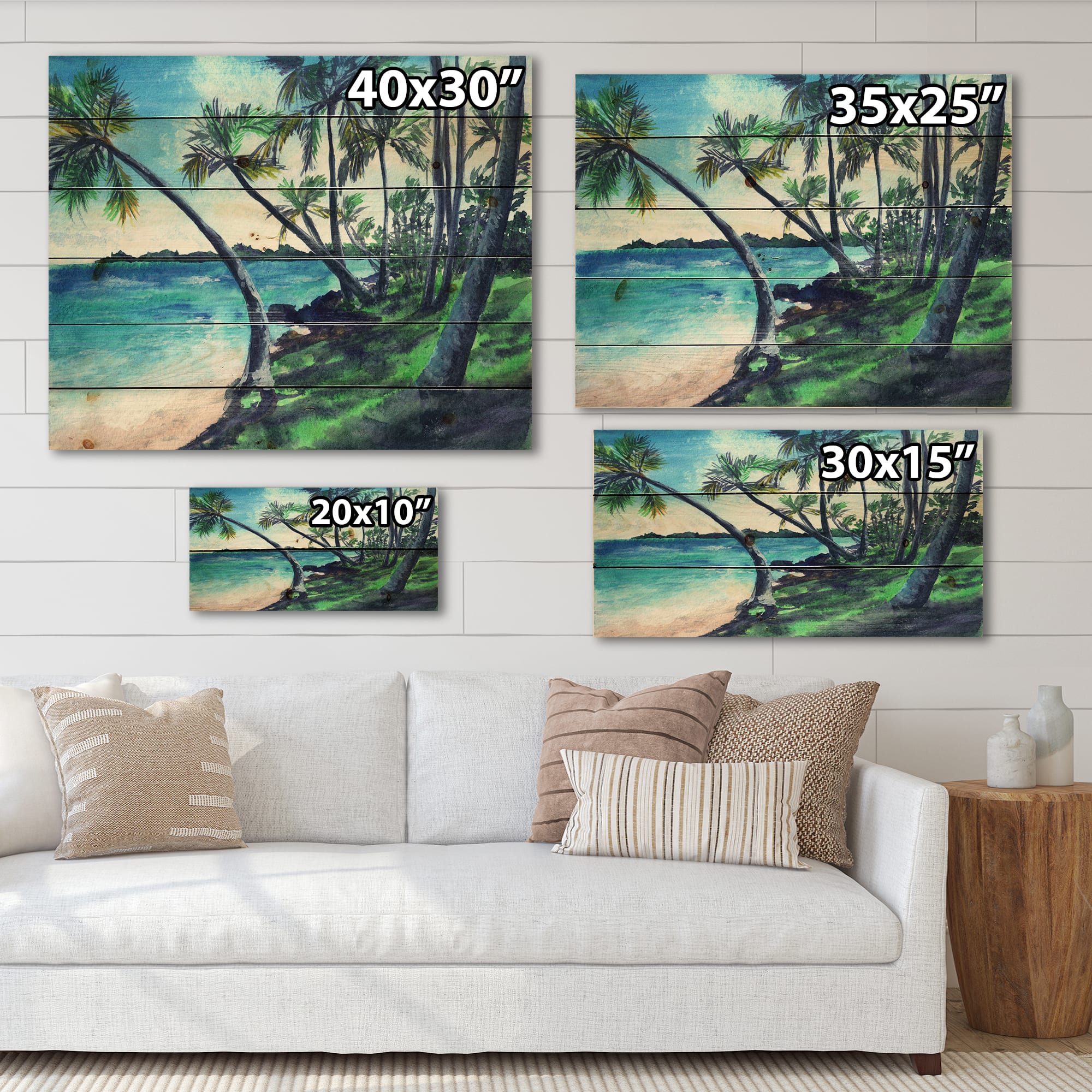 Designart - Tropical Beach In Summer Paradise - Nautical &#x26; Coastal Print on Natural Pine Wood