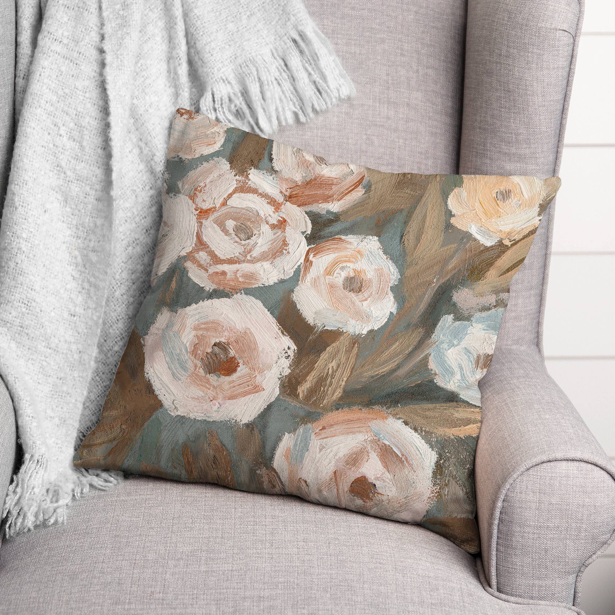 Spice And Teal Florals 18" x 18" Throw Pillow