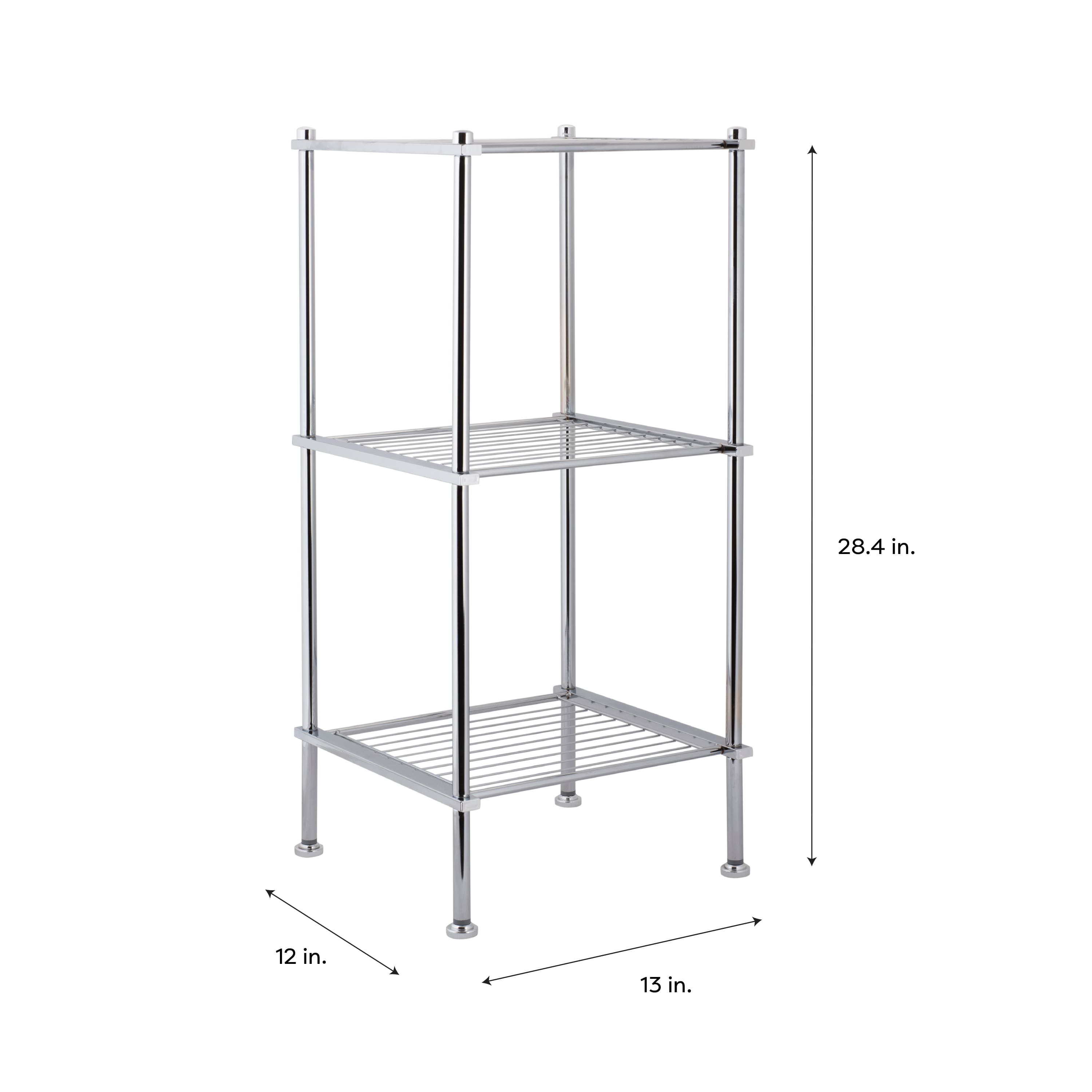 Organize It All 28" Metro Chrome 3-Tier Freestanding Shelving Tower
