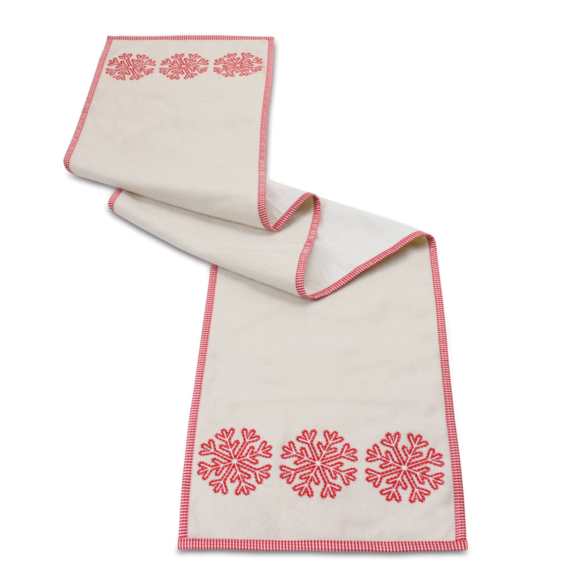 72&#x22; Embroidered Snowflake Table Runner