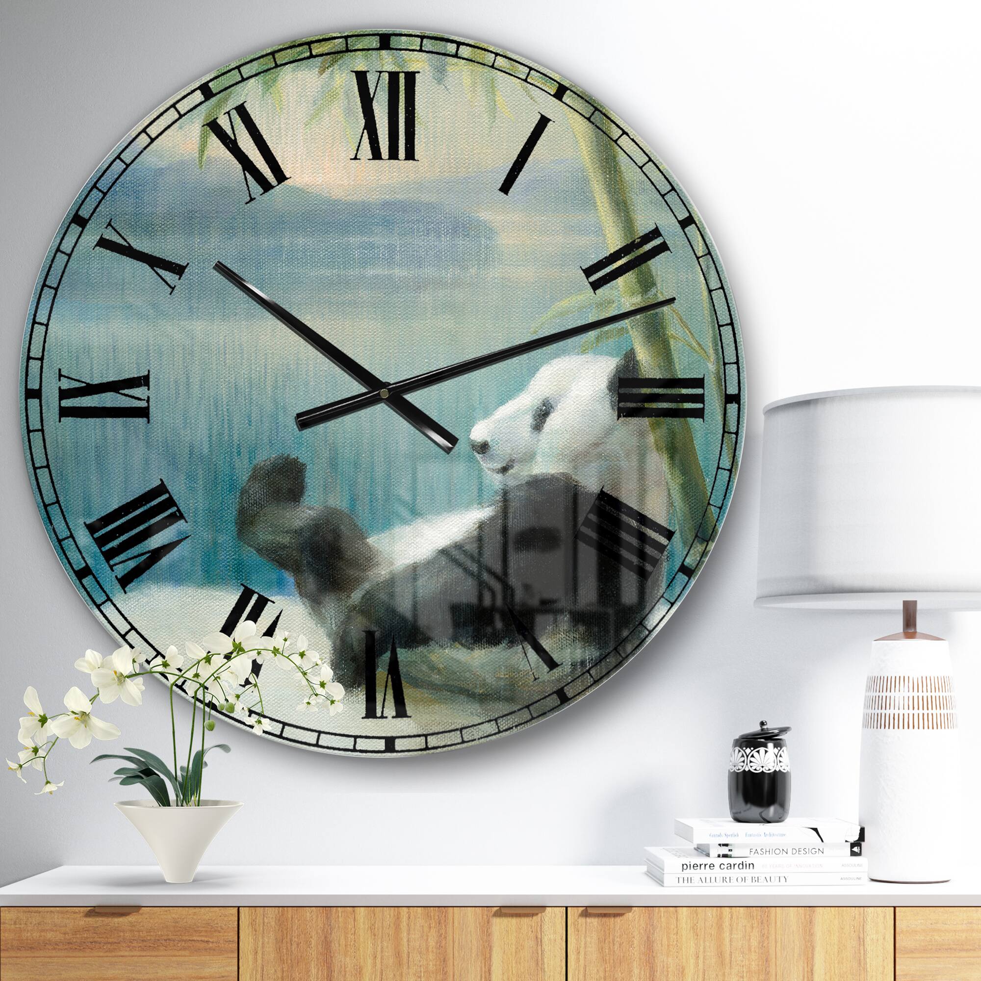 Designart Panda After A Long Day Wall Clock