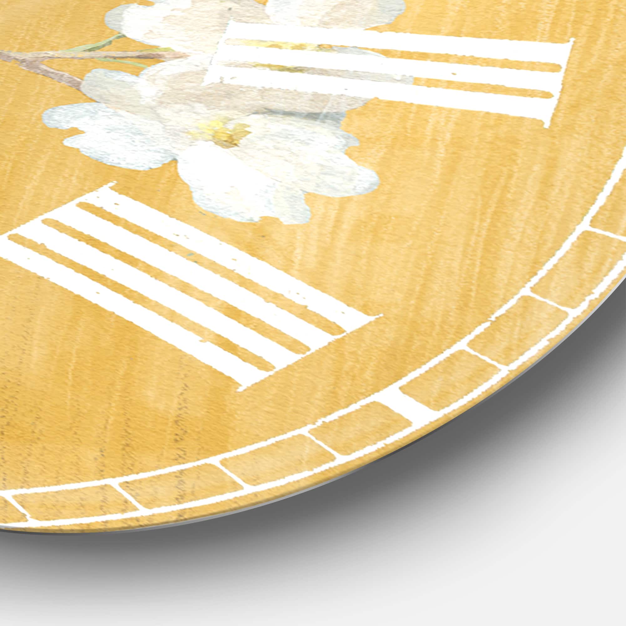 Designart 'Gold Bird On Blossoms Ii Traditional Wall Clock