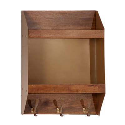 Wall-Mounted Wood Shadow Box Shelves, Brown