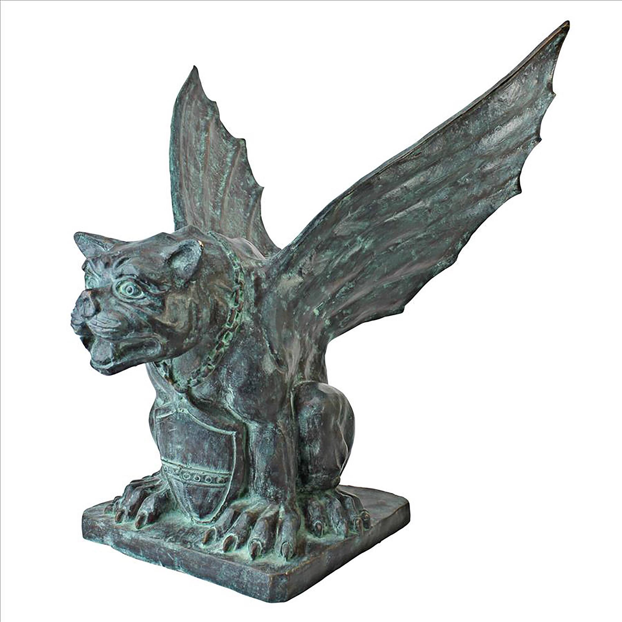 Design Toscano 22&#x22; Winged Gargoyle of Naples Bronze Garden Statue