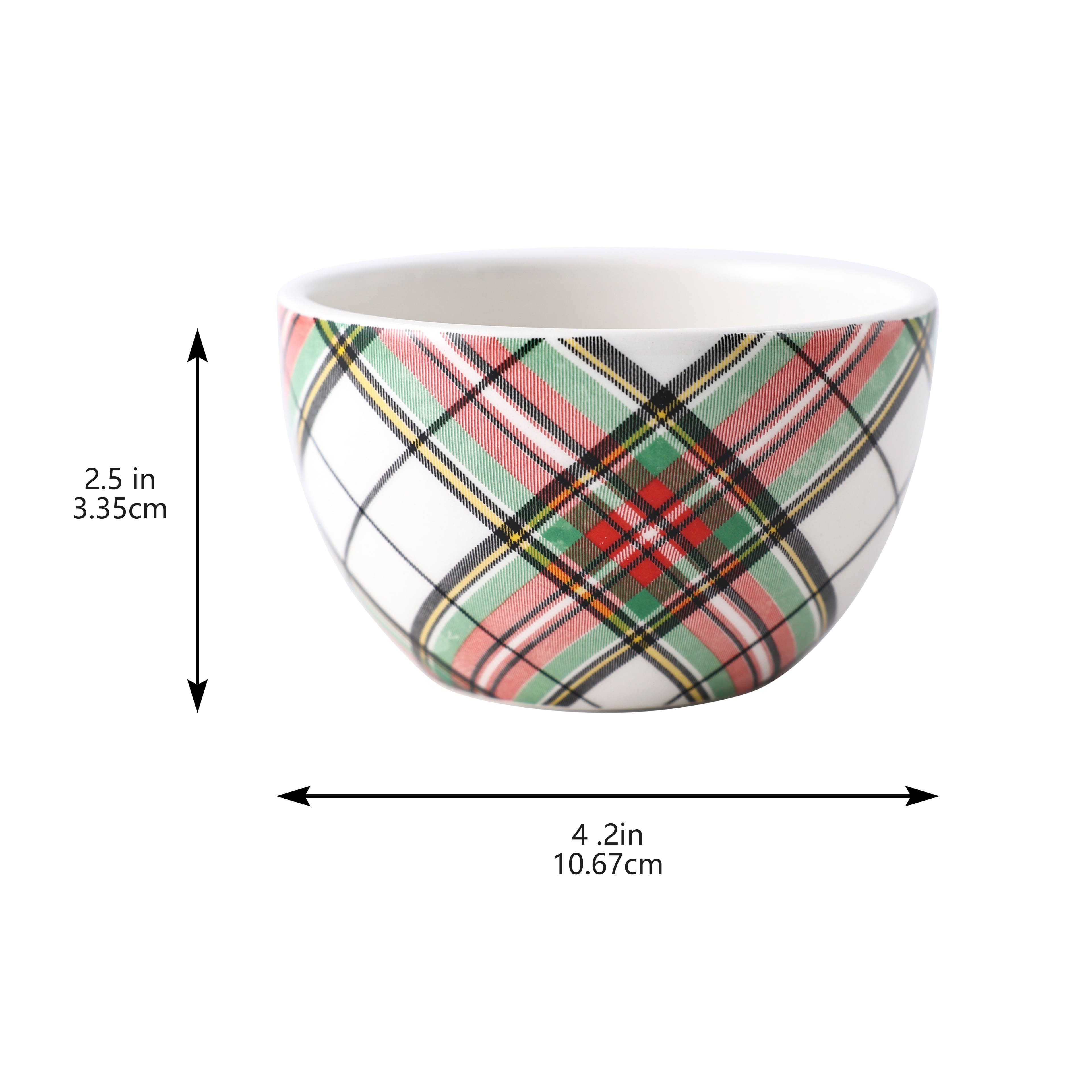 4&#x22; Green &#x26; Red Plaid Ceramic Bowl by Ashland&#xAE;