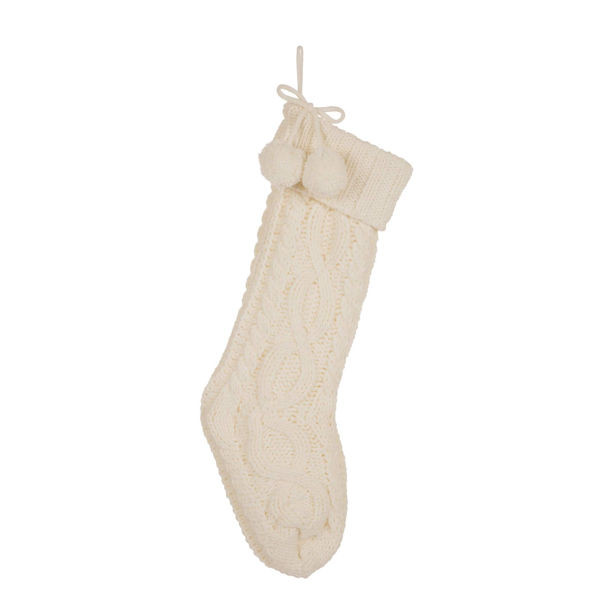 Glitzhome&#xAE; 24&#x22; White Knited Christmas Stocking