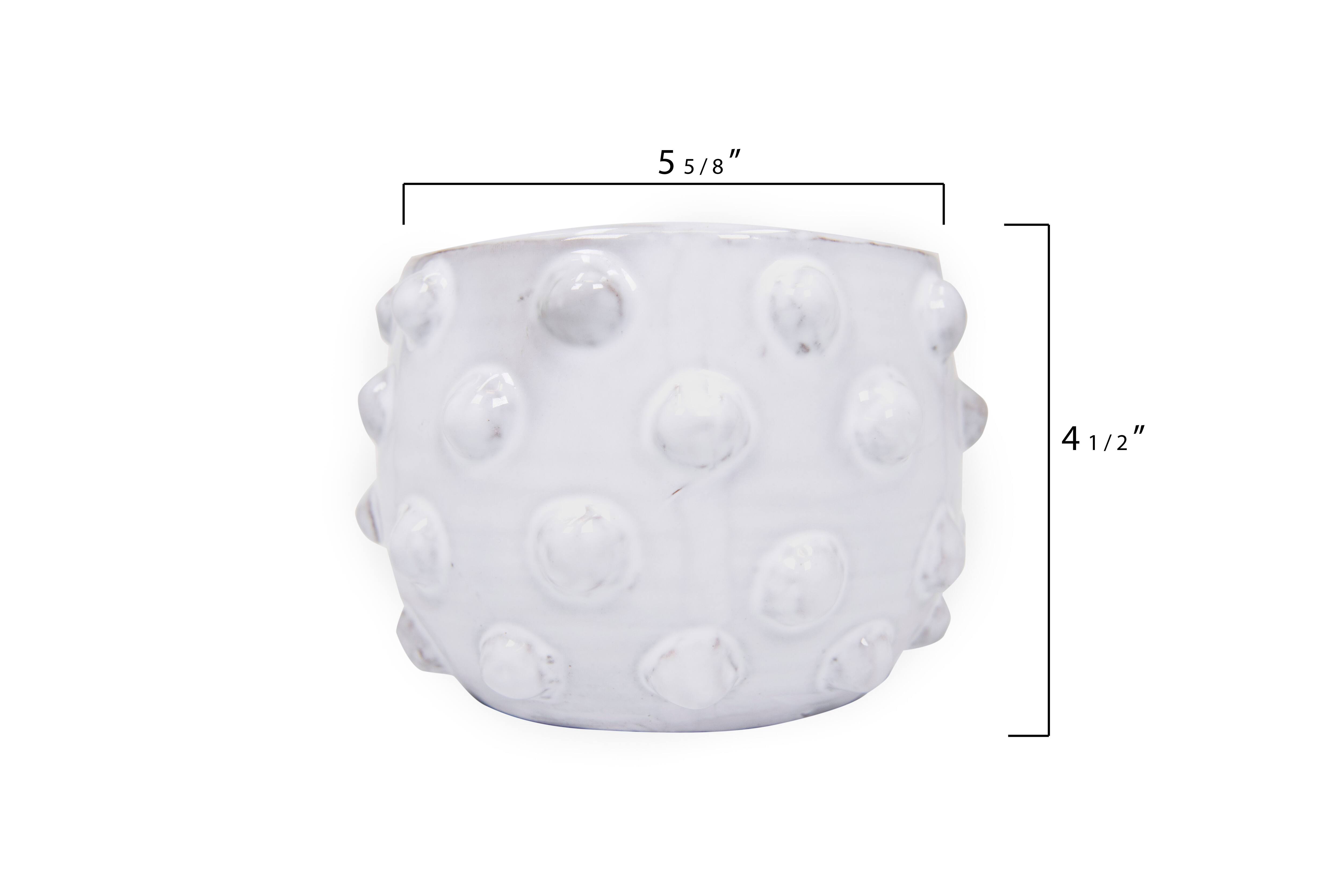 Hello Honey® 5.5" White Bubbled Design Terra Cotta Planter