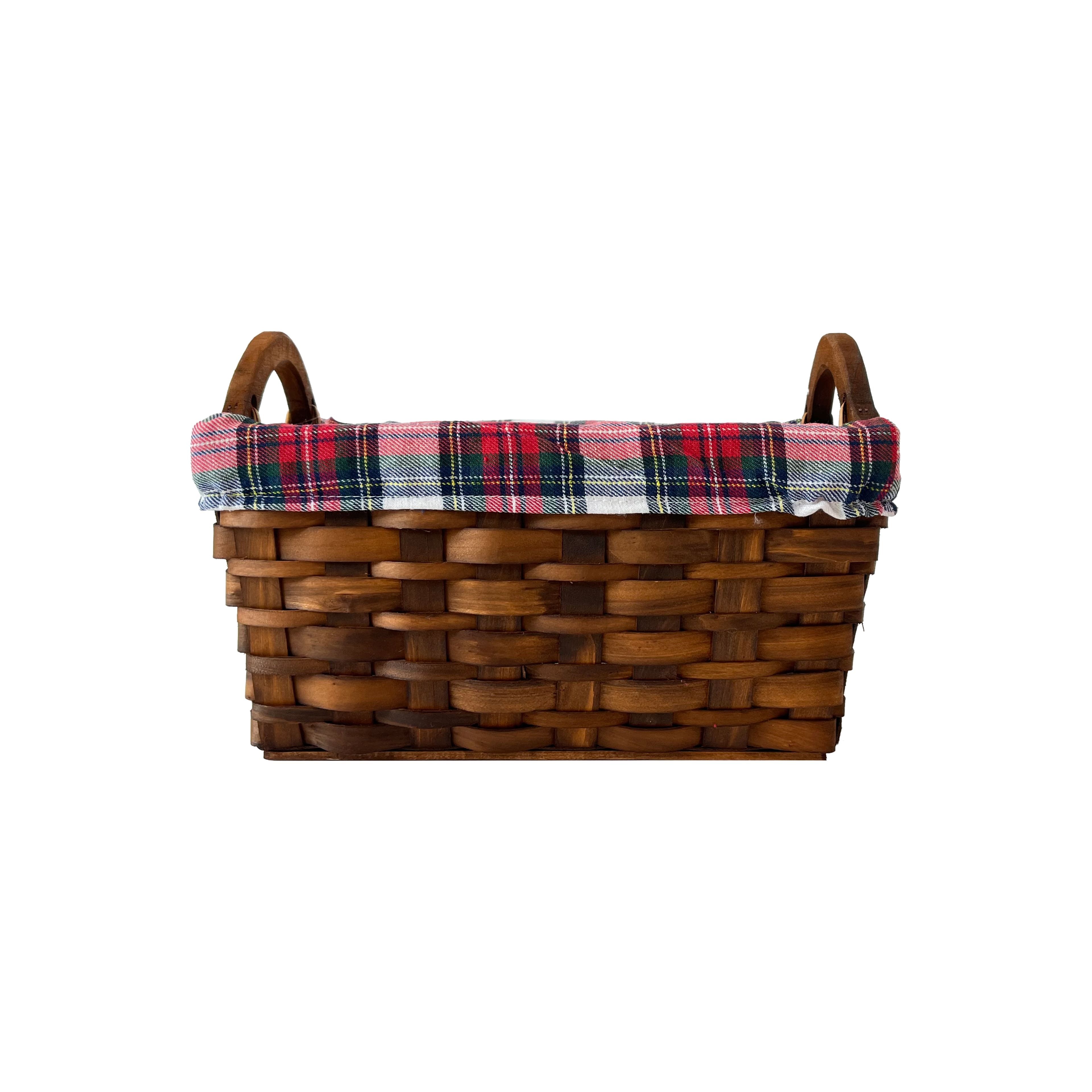 Small Wood Basket with Plaid Liner by Ashland&#xAE;