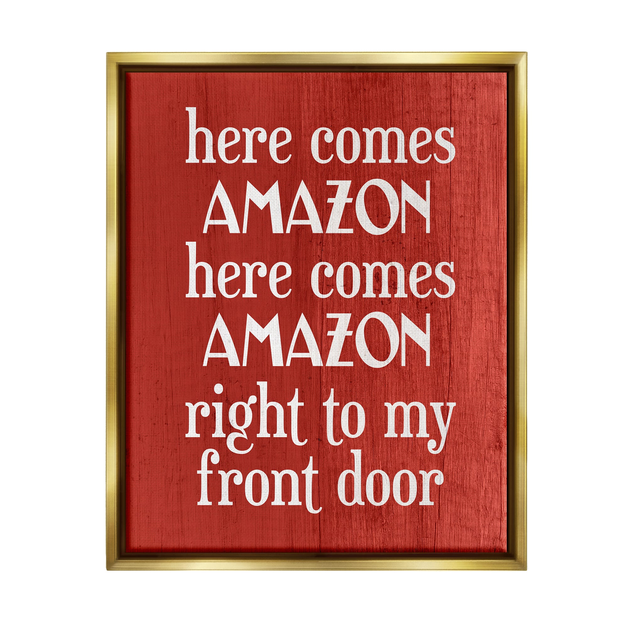 Stupell Industries Here Comes Amazon Funny Song Framed Floater Canvas Wall Art