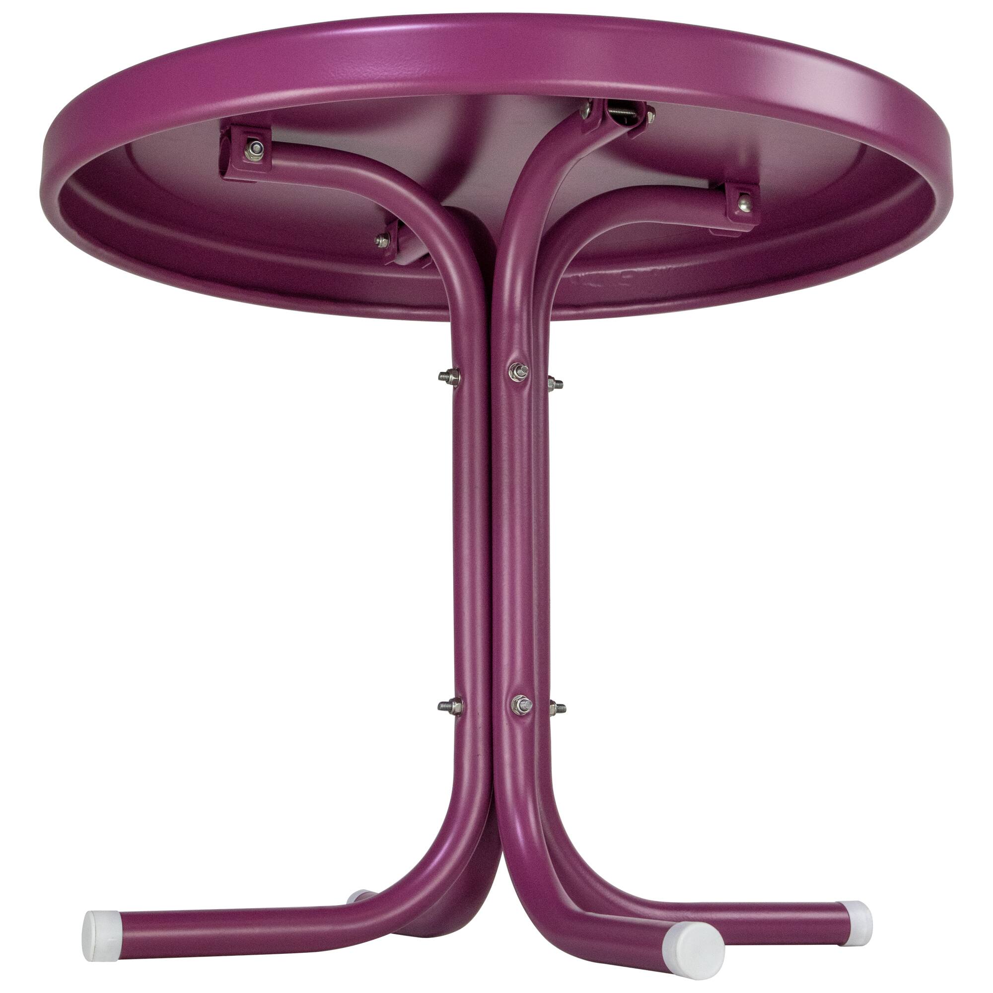 22&#x22; Purple Outdoor Retro Tulip Side Table