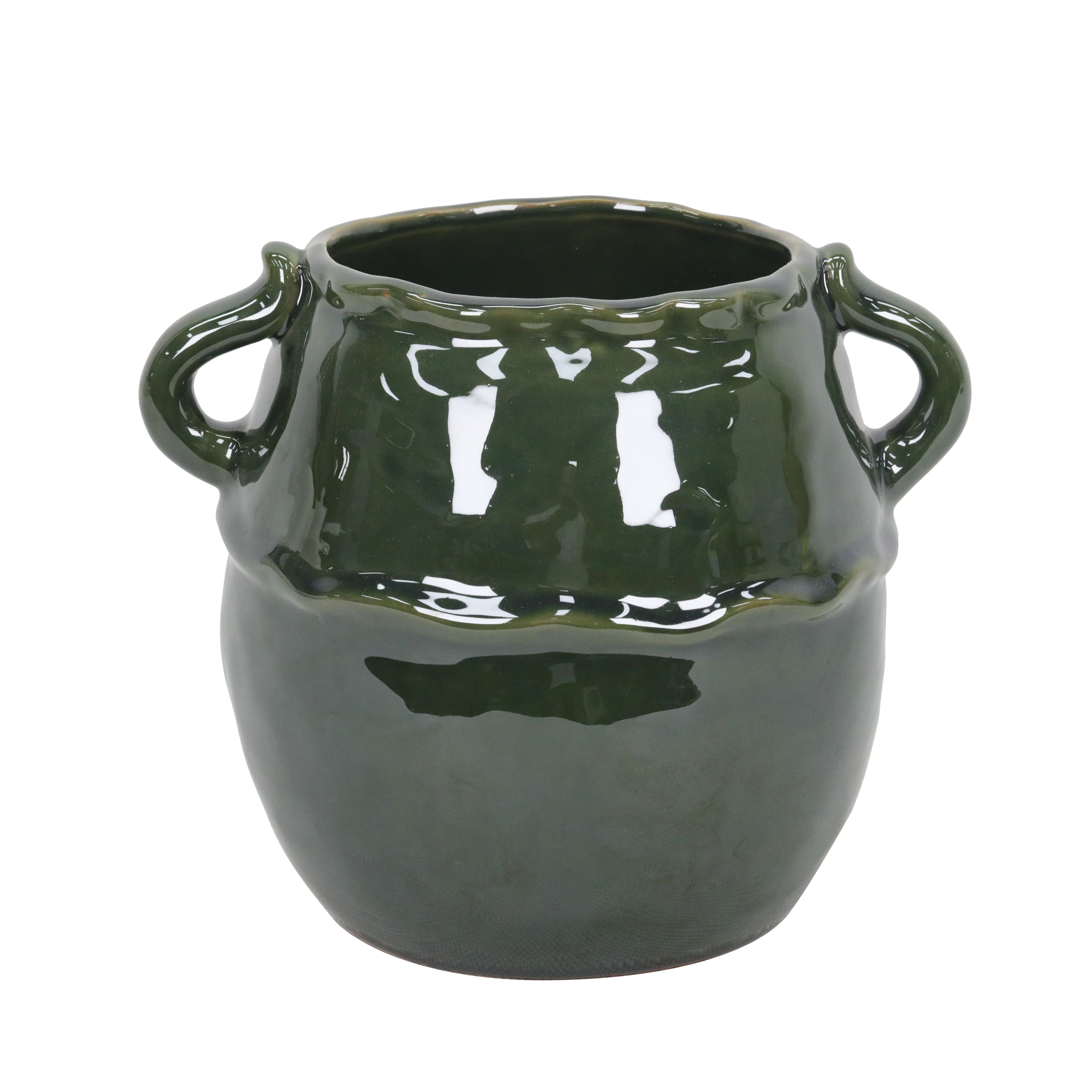 9&#x22; Green Ceramic Pot with Handles by Ashland&#xAE;