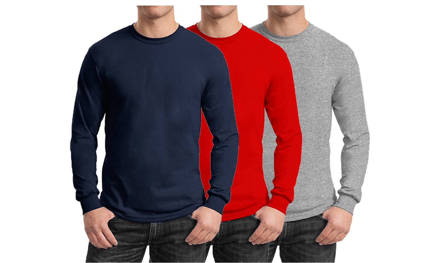 Galaxy By Harvic Long Sleeve Crew Neck Men's Egyptian Cotton