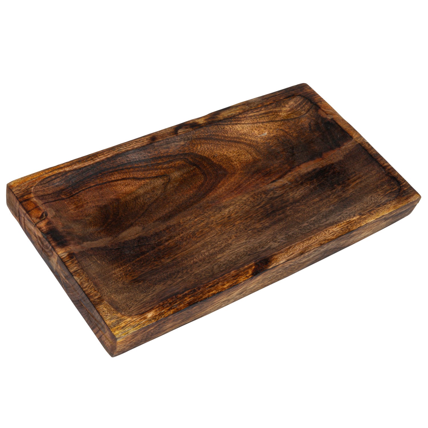 15&#x22; Burnt Finish Hand-Carved Mango Wood Tray