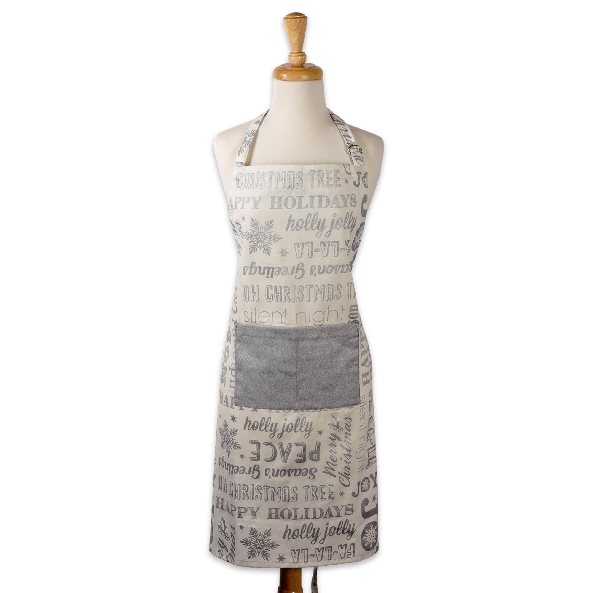 DII® Silver Christmas Collage Chef Apron