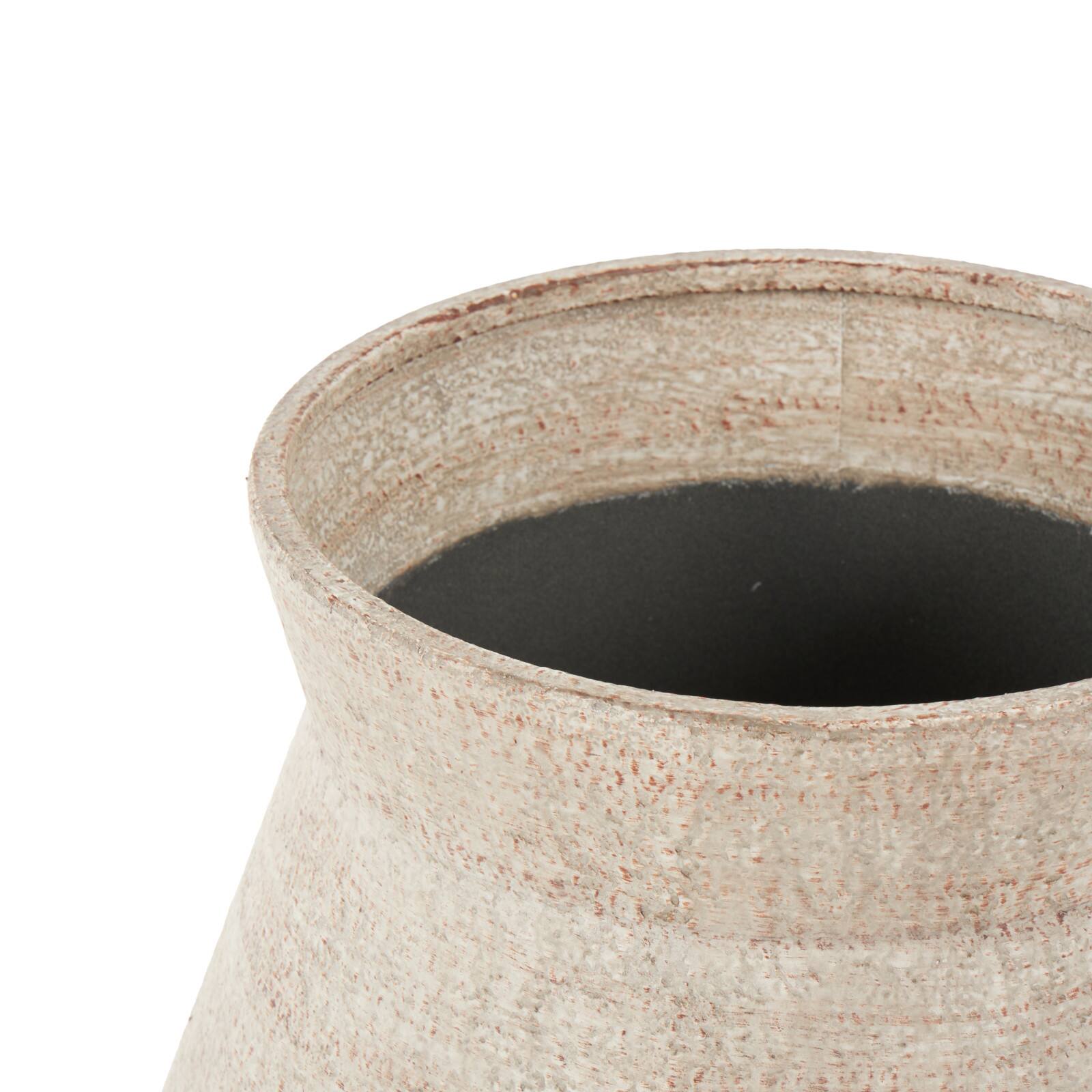 24.5&#x22; Beige Metal Wide Vase with Black Metal Stand