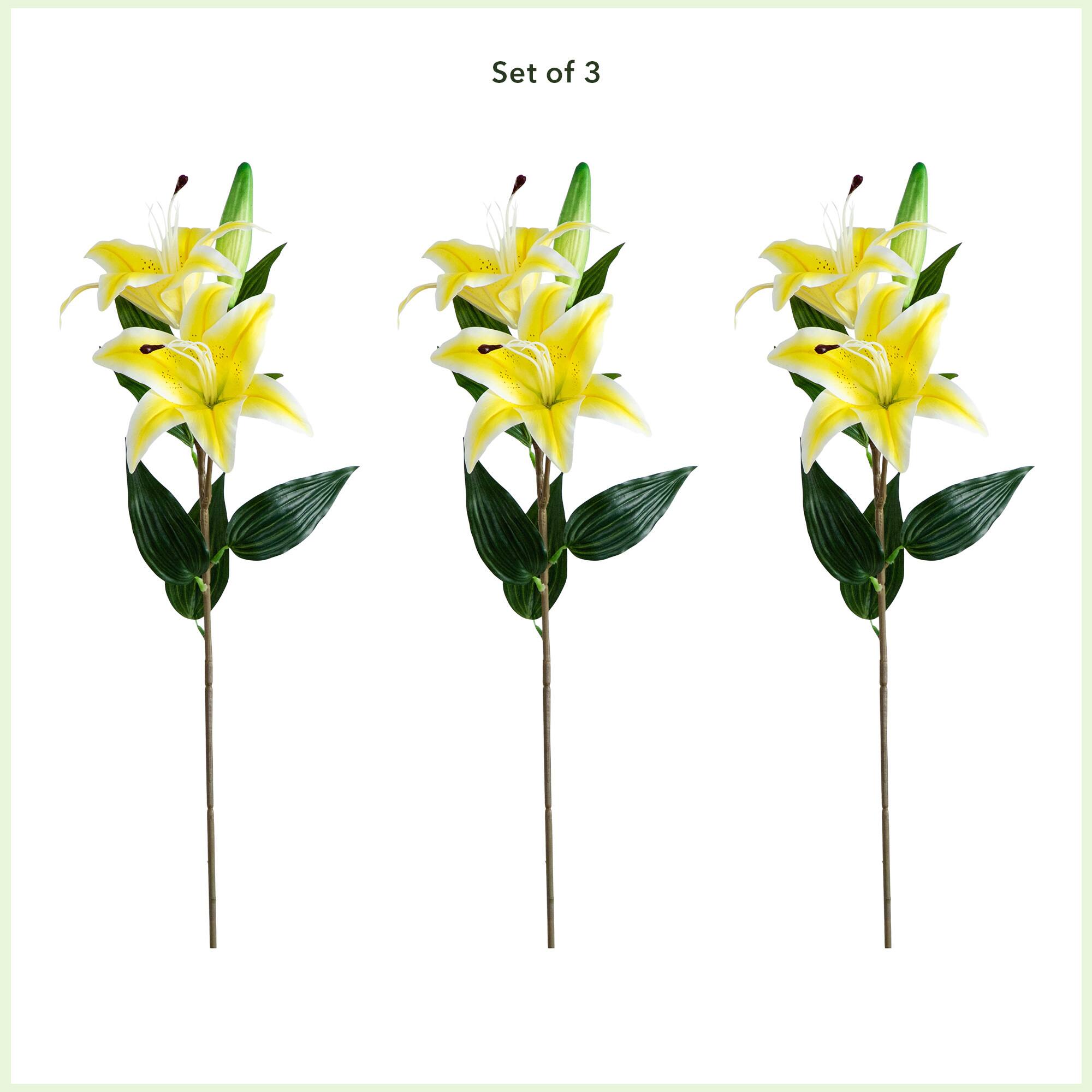 31&#x22; Yellow Lily Flower Stems, 3ct.